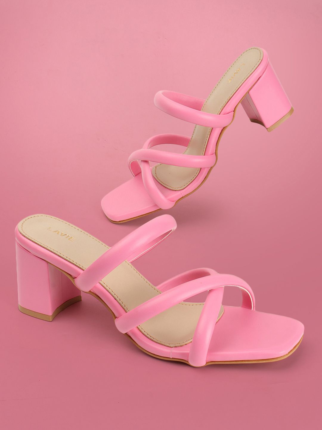 

Lavie Women Solid Block Sandals, Pink