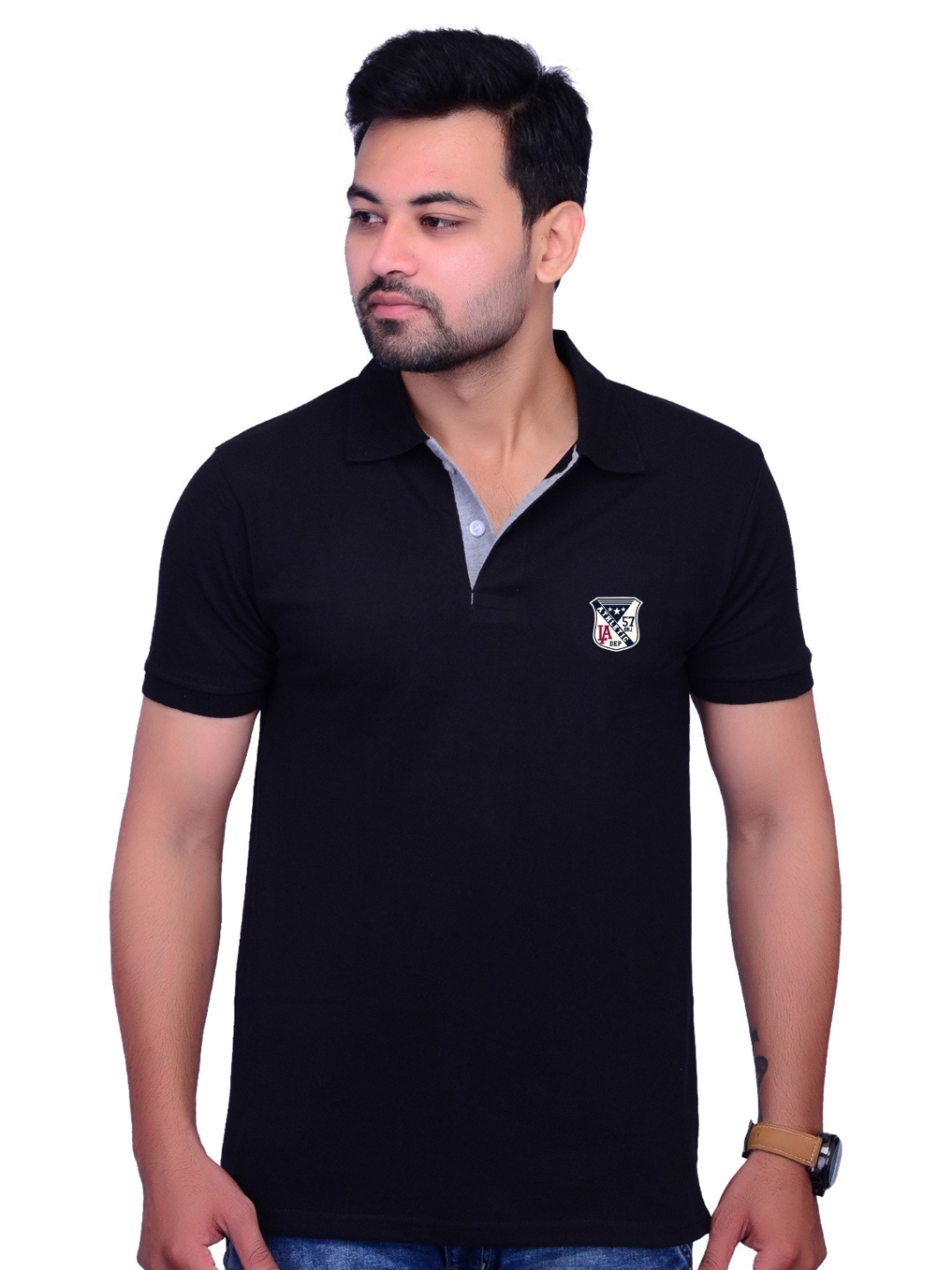 

LA MILANO Men Polo Collar Slim Fit T-shirt, Black