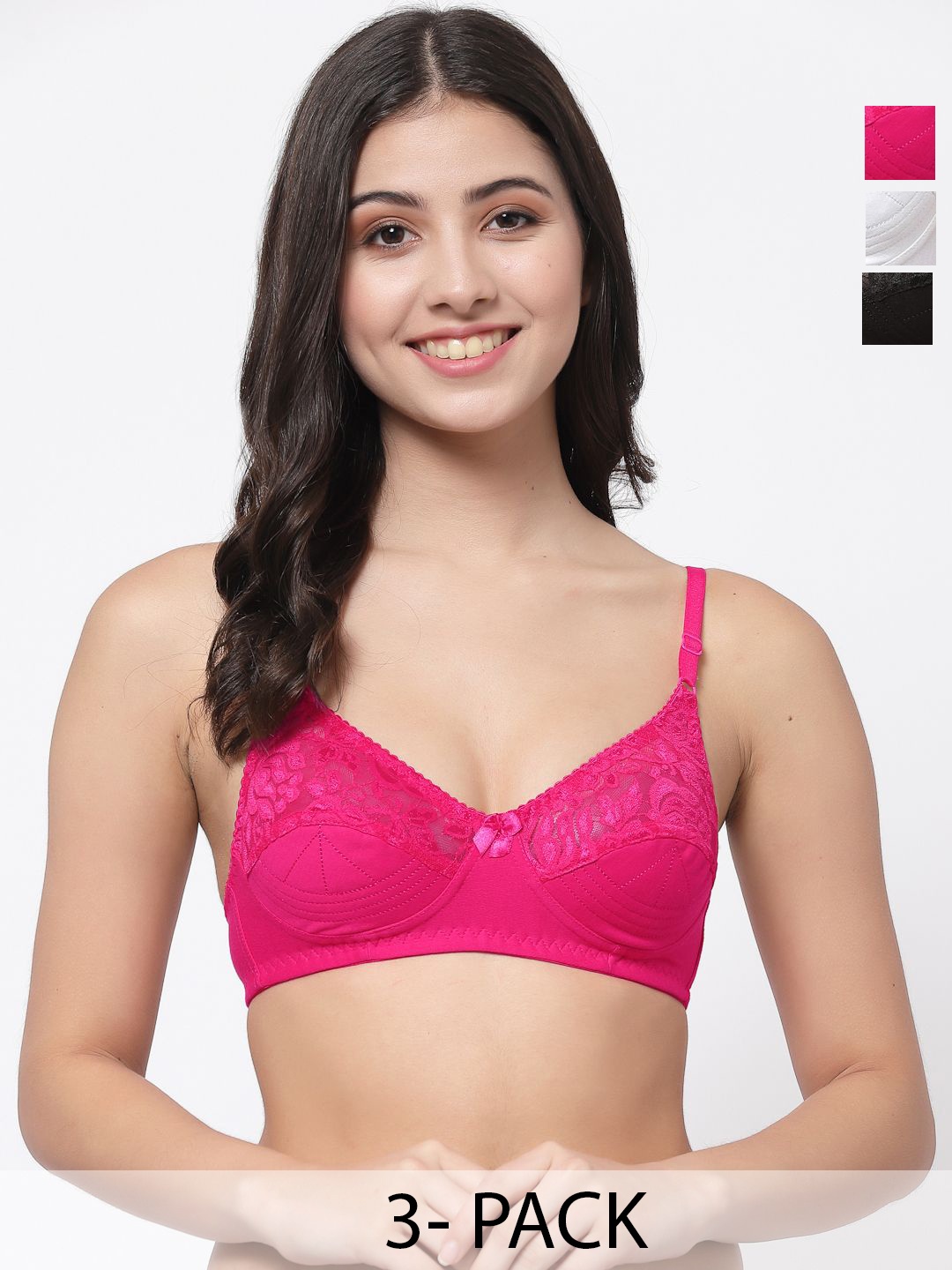 

Docare Floral Bralette Bra Full Coverage, Pink