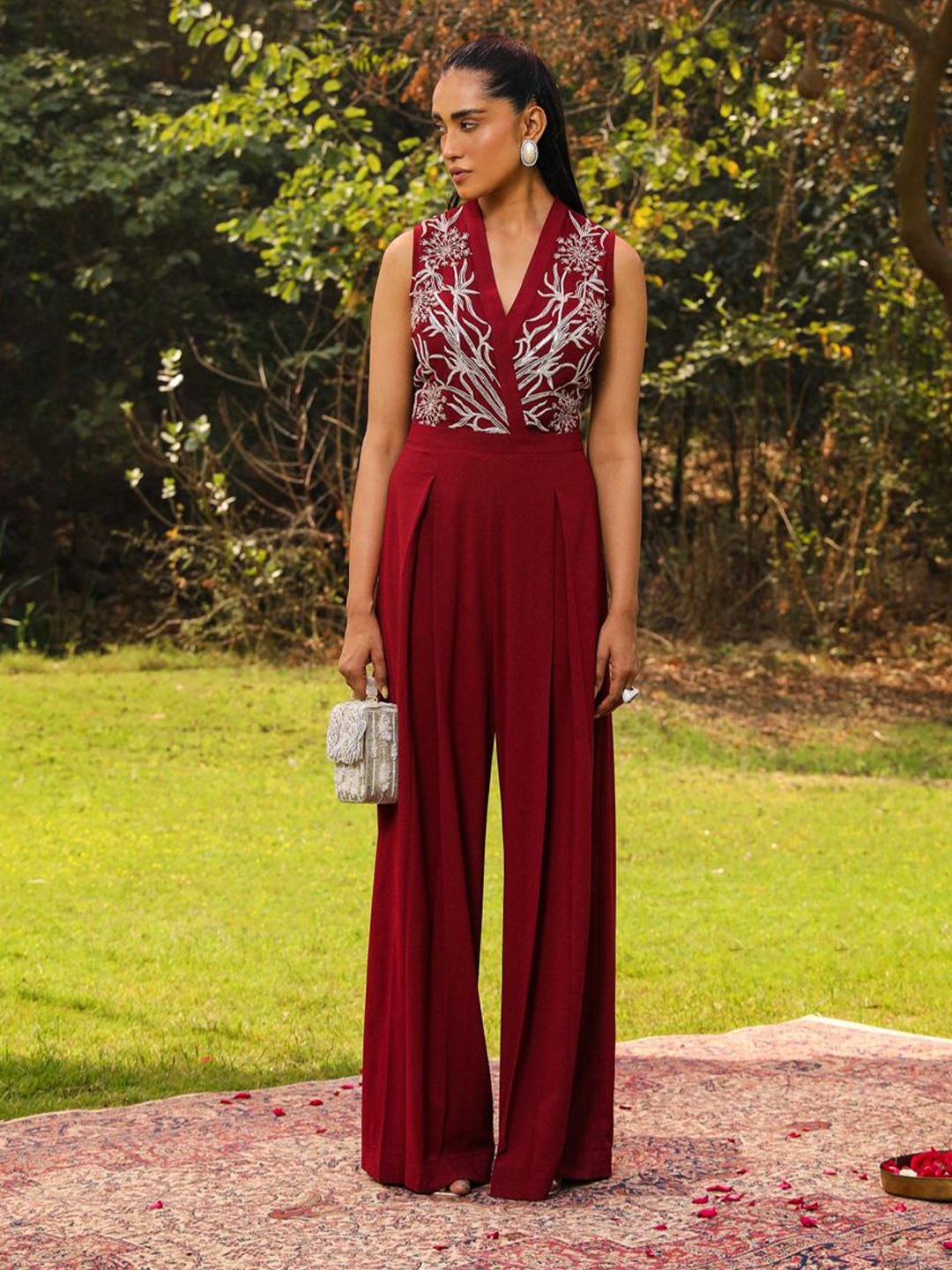 

AJIESH OBEROI Basic Jumpsuit, Red