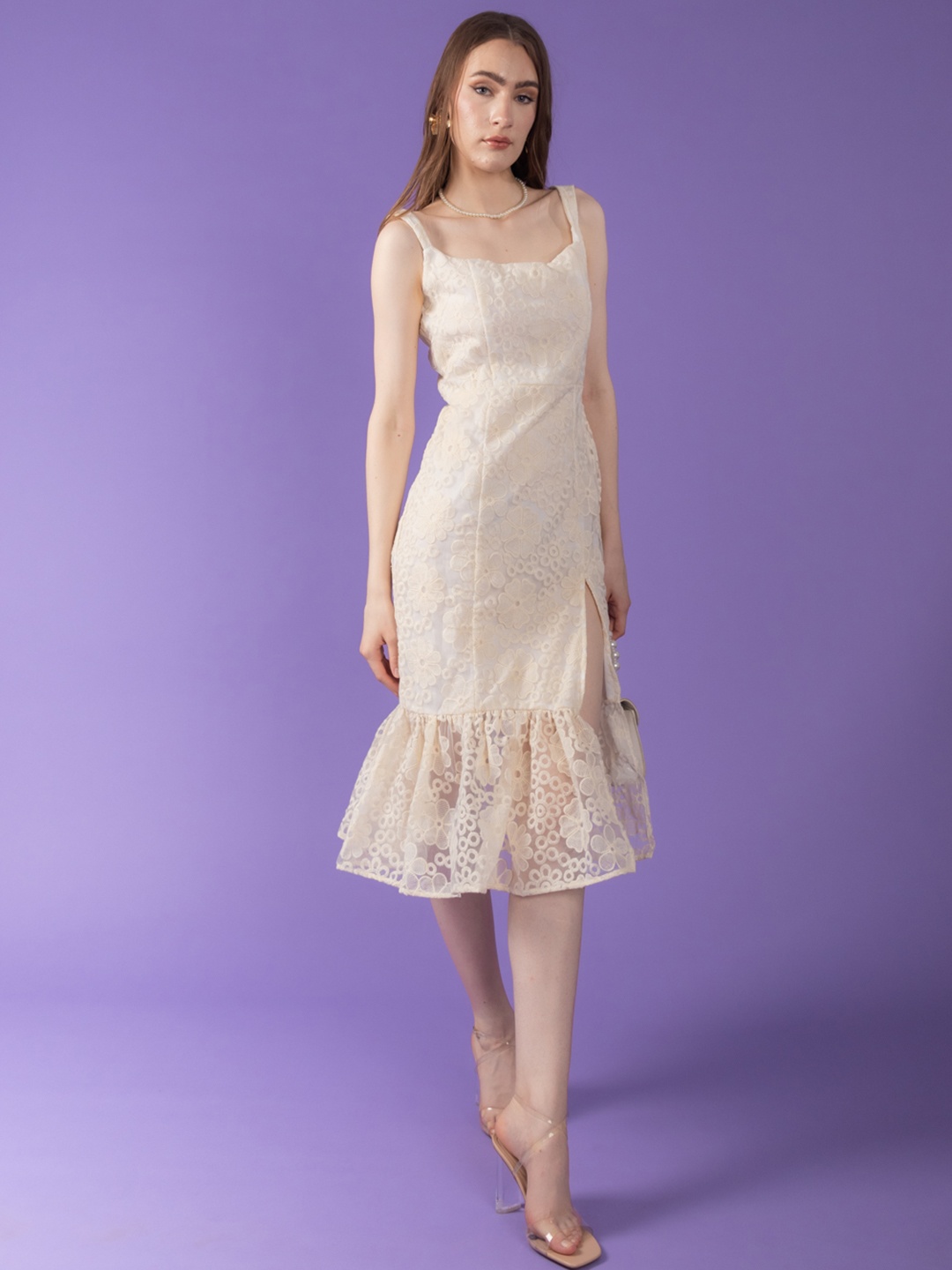 

Stylecast X Hersheinbox Lace Bodycon Dress, Beige