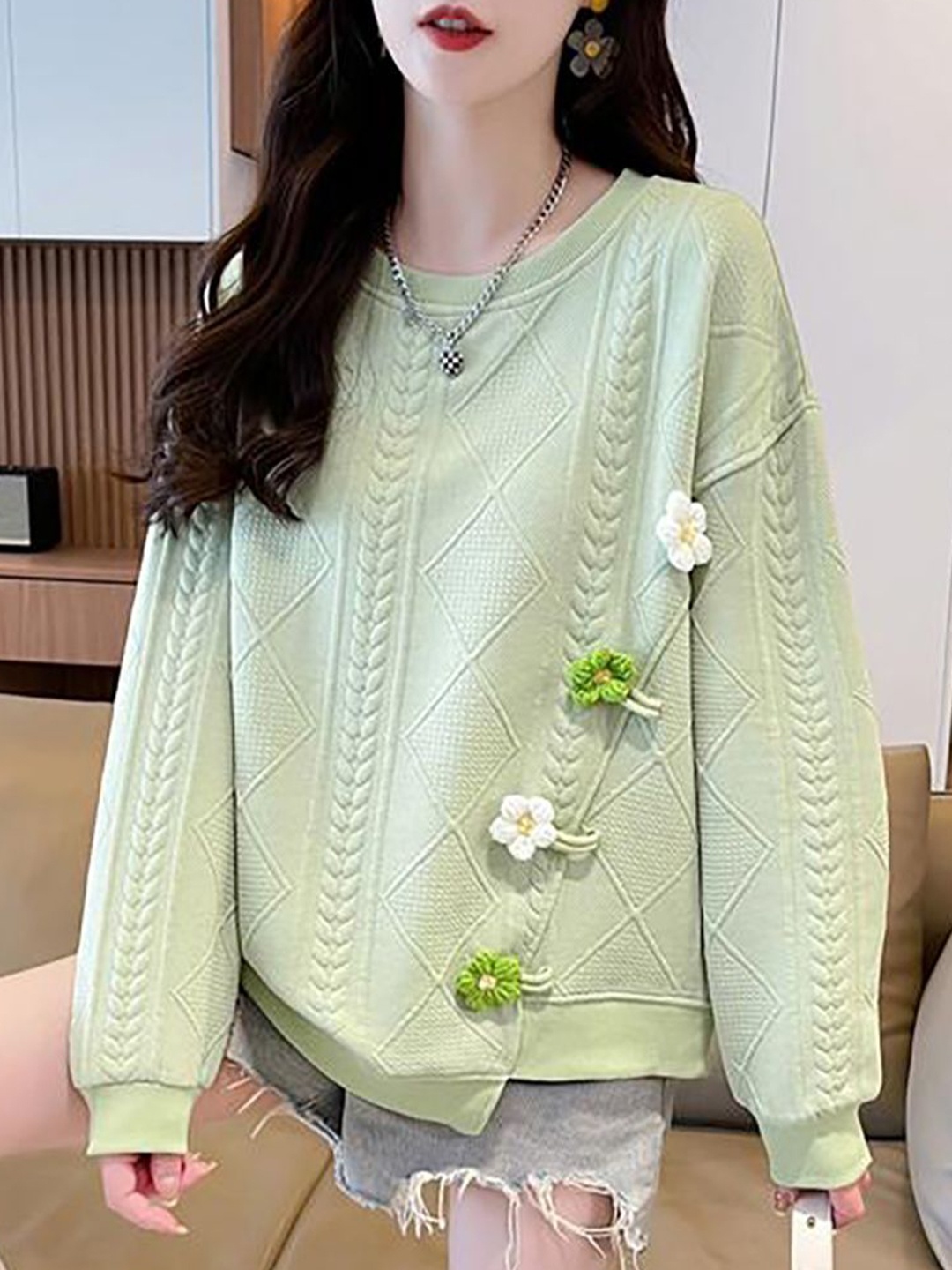 

JC Mode Women Printed Sweatshirt, Green