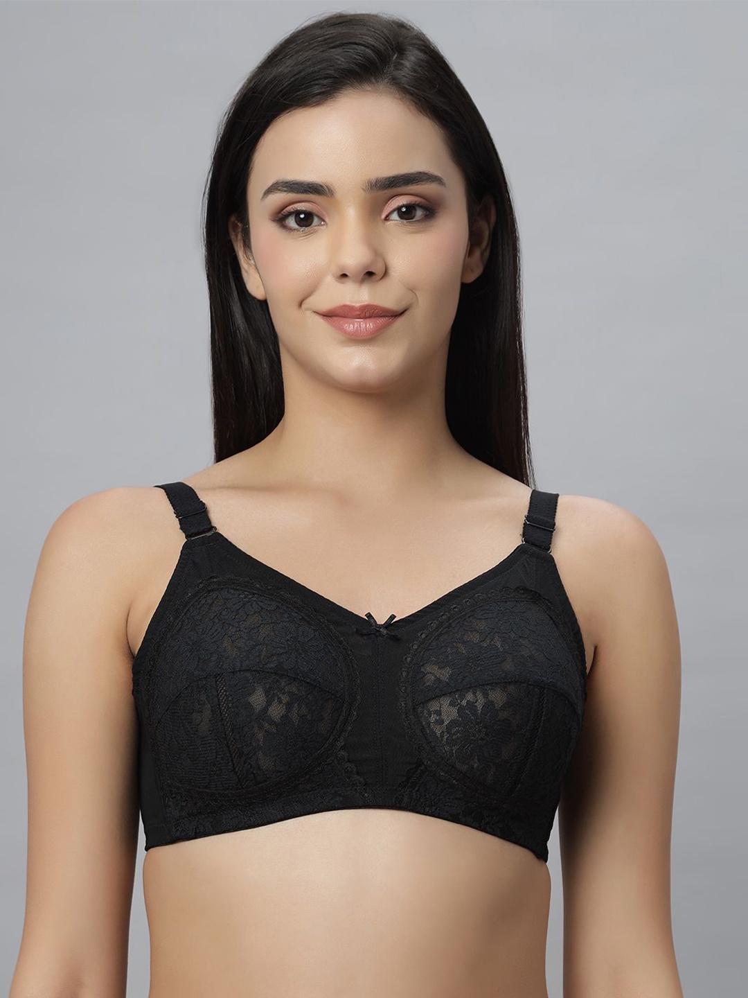 

Bluenixie Floral Bra Full Coverage, Black