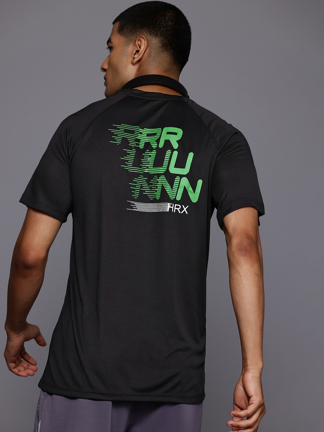 

HRX by Hrithik Roshan Typography Printed Running T-shirt, Black