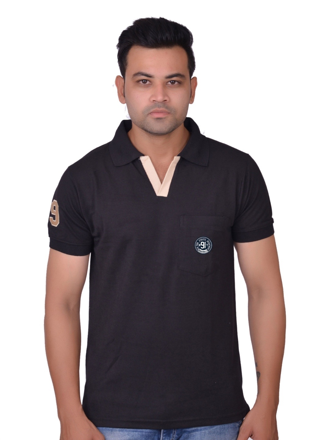 

LA MILANO Men Polo Collar Slim Fit T-shirt, Black