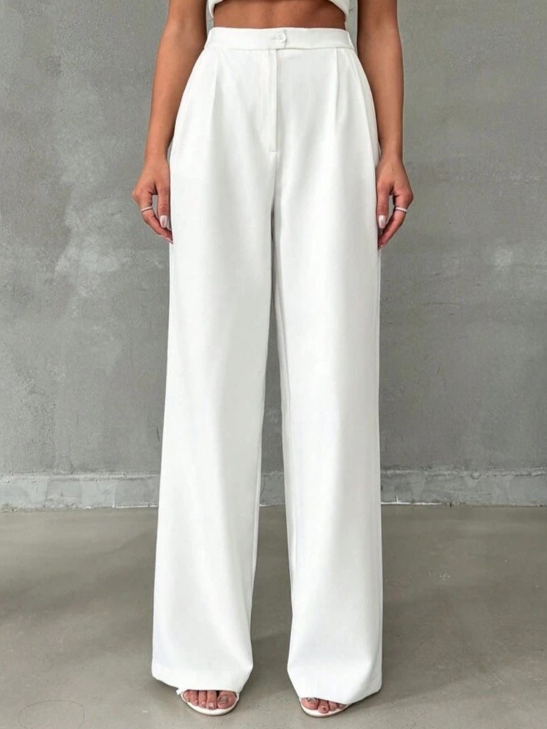 

Next One Women High-Rise Pleated Korean Trousers, White