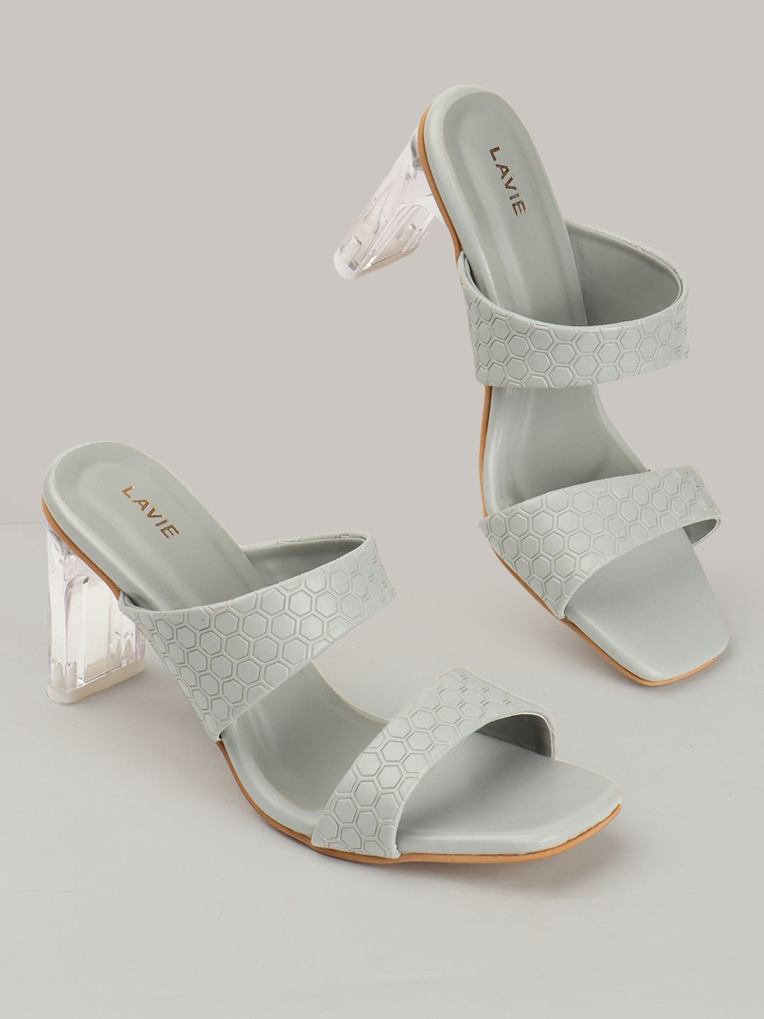 

Lavie Women Textured Block Sandals, Grey