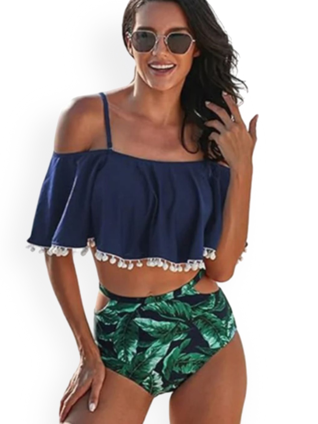 

ANGEL CROSHET Printed Swim Bikini Set, Green