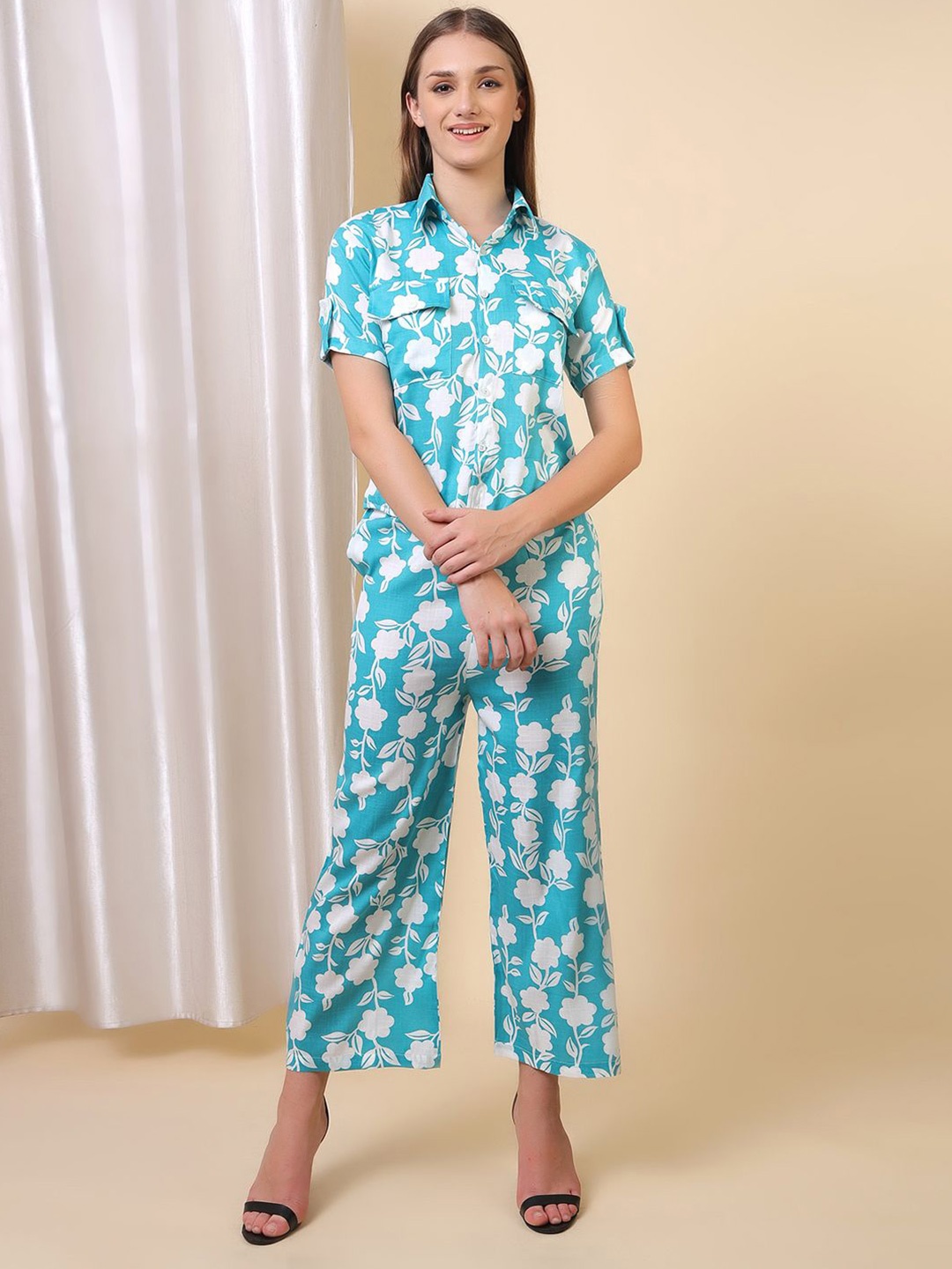 

Softwrap Printed Shirt With Trouser Co-Ord Set, Blue