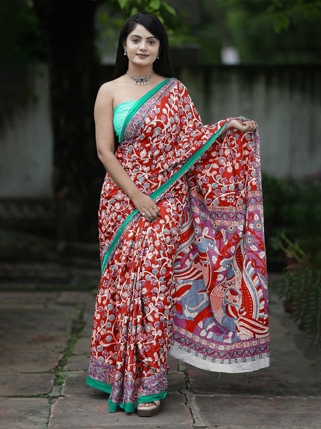 

Anouk Ethnic Motifs Pure Cotton Saree, Red