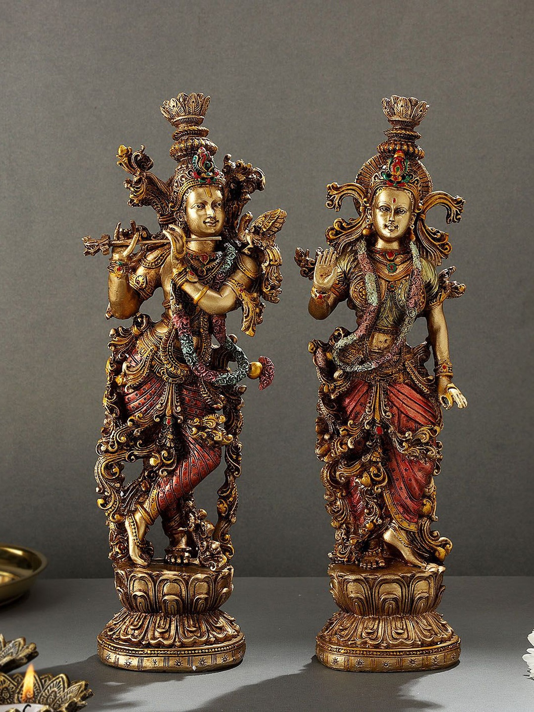 

IGP Radha Krishna Gold Toned Hand Painted Idol