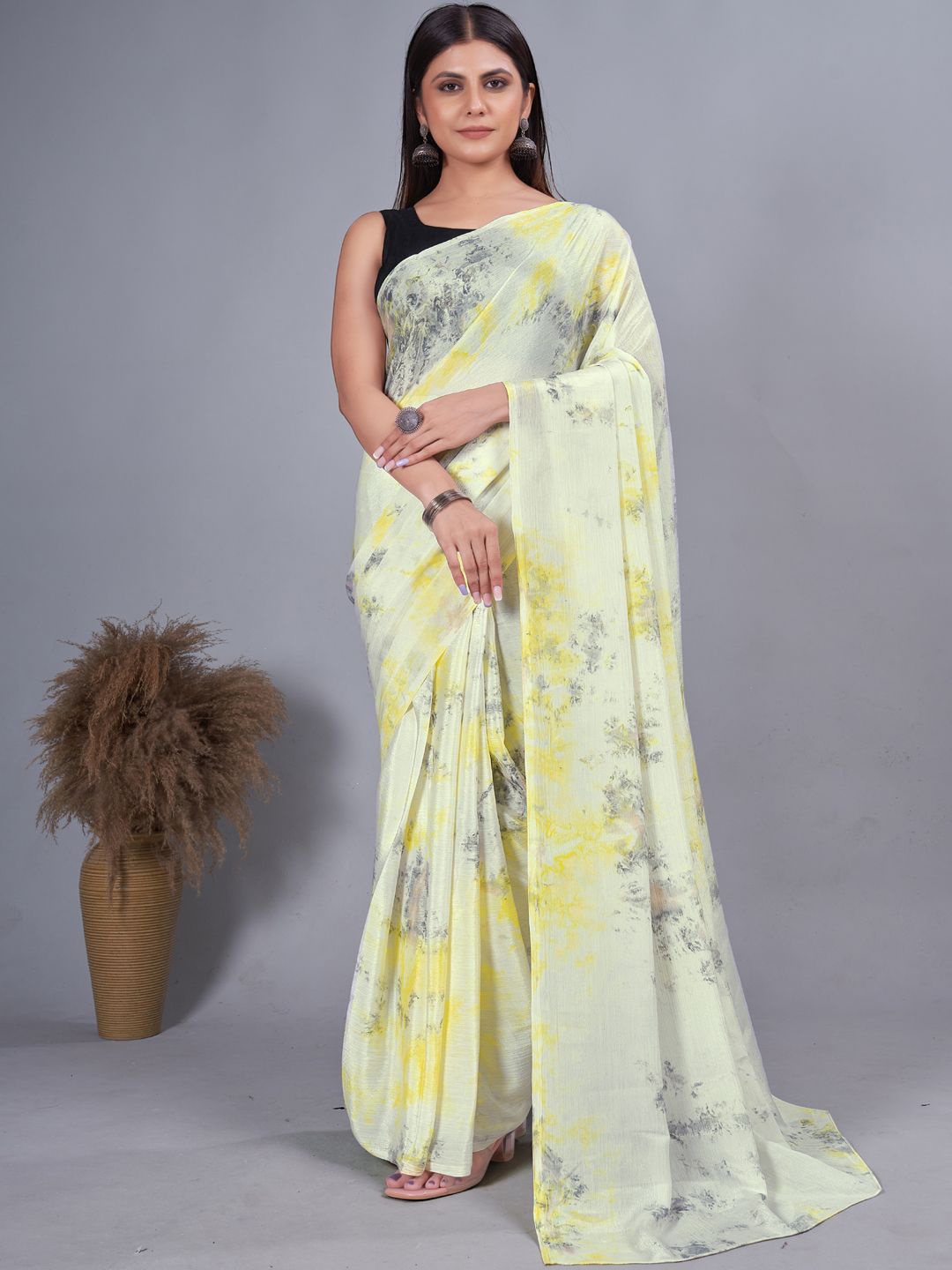 

Mitera Silk Blend Ready to Wear Saree, Yellow