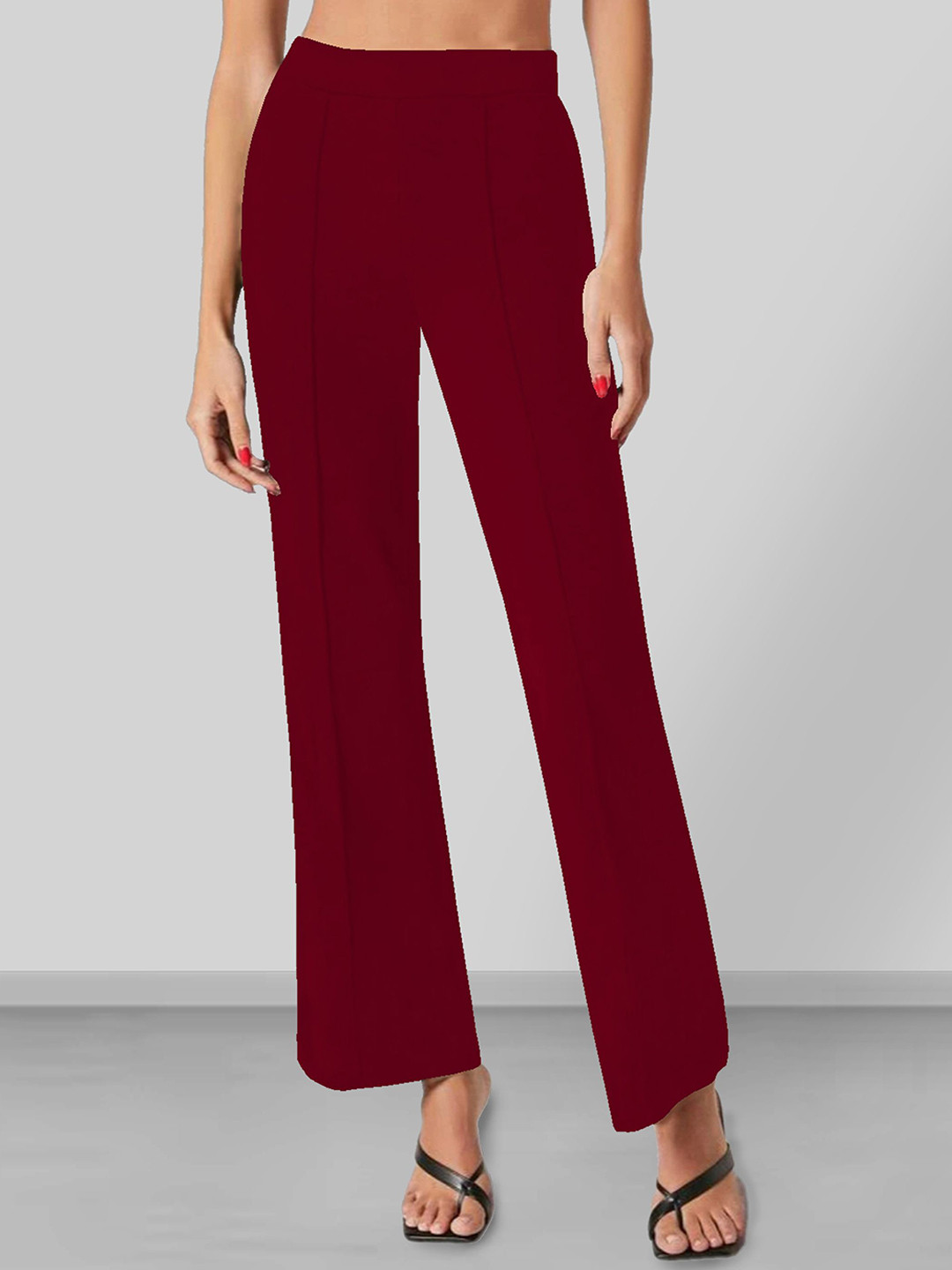 

Dream Beauty Fashion Women Flared Mid-Rise Bootcut Trouser, Maroon