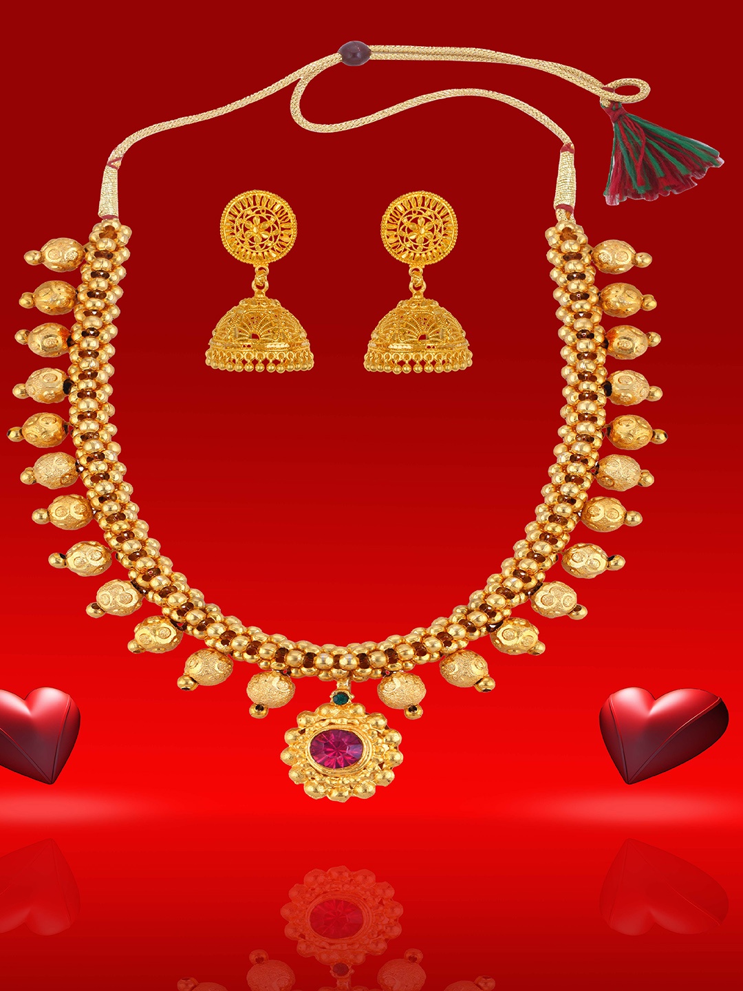 

Heer Collection Gold-Plated Beadded Antique Jewelry Set