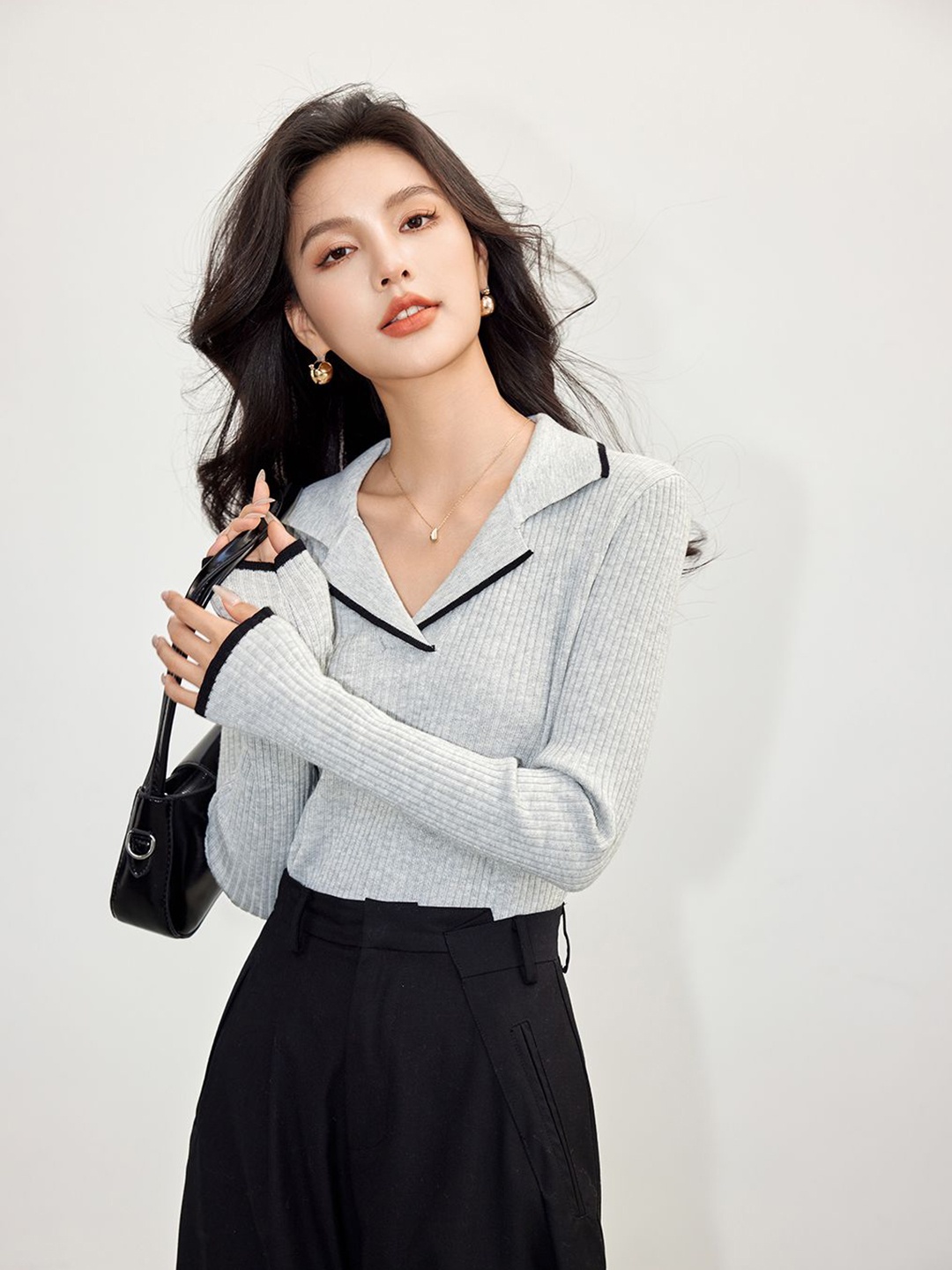 

JC Collection Women Striped Pullover, Grey
