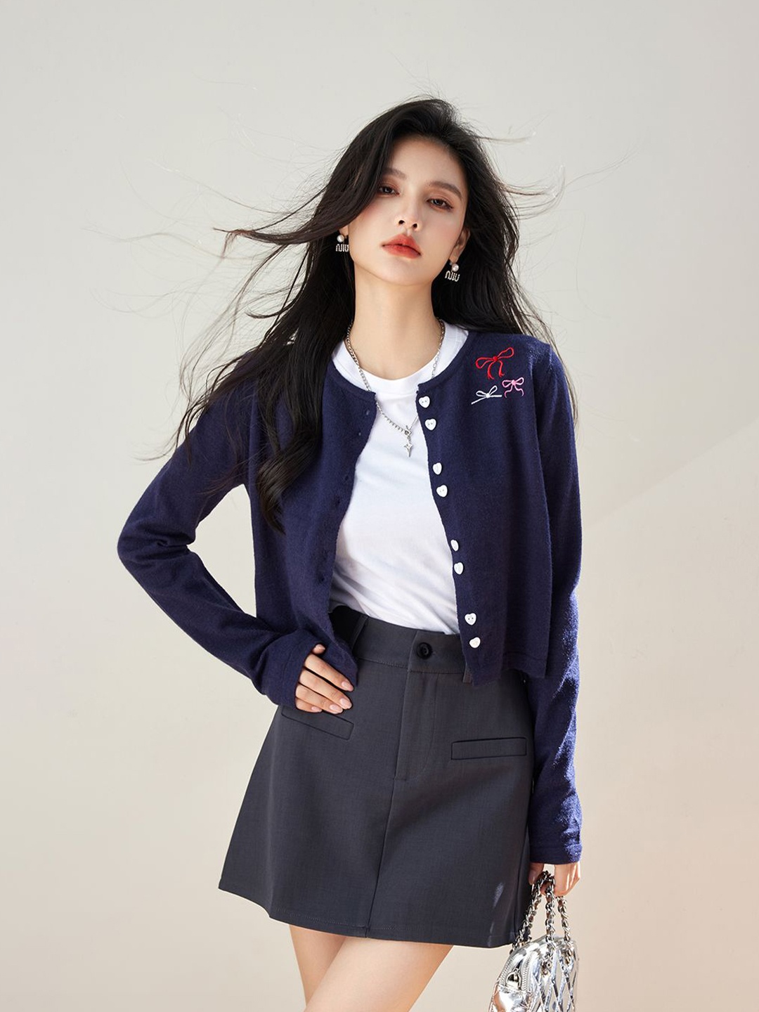 

JC Collection Women Cardigan, Navy blue