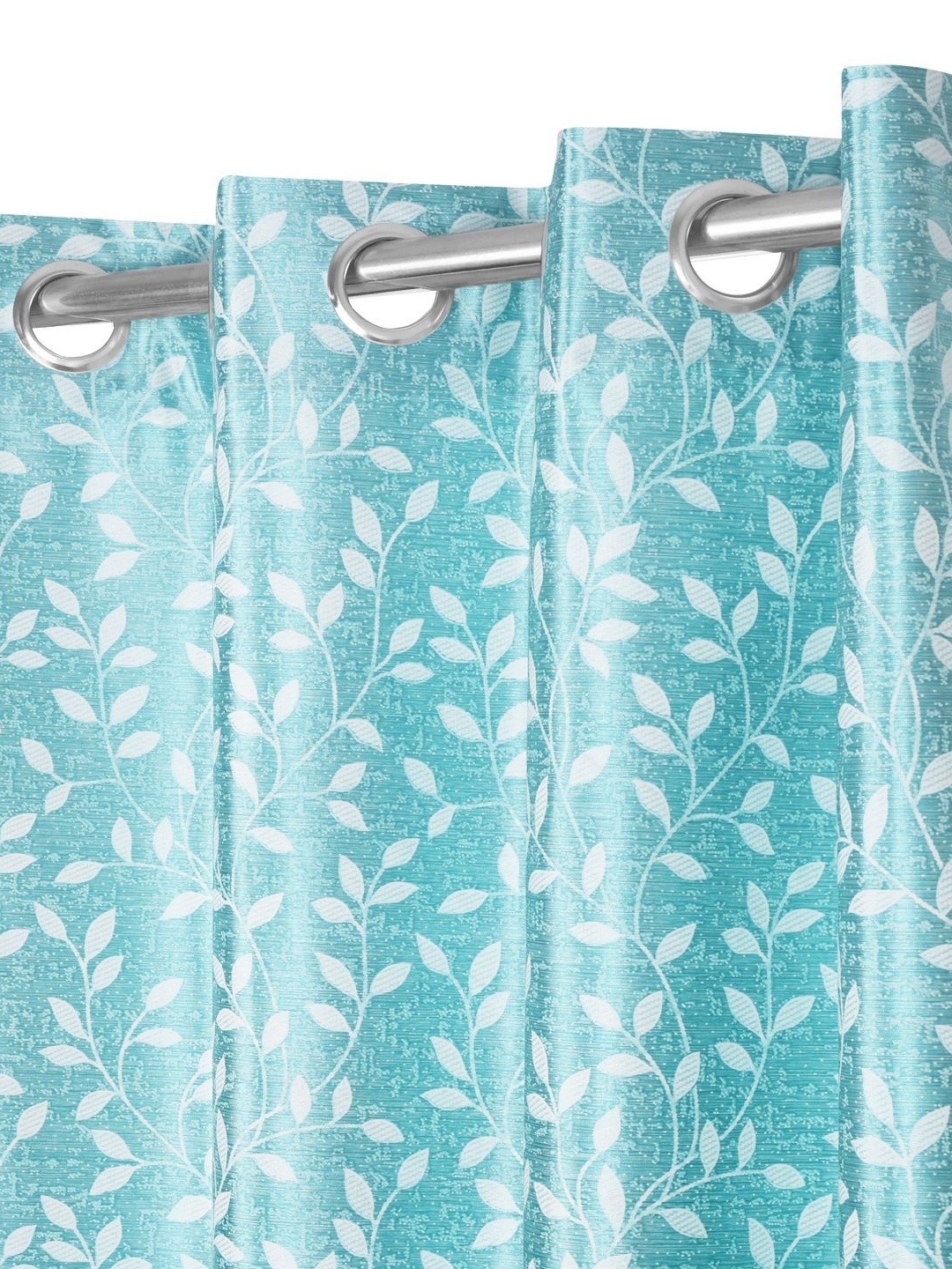 

REYANSH DECOR Turquoise Blue Set of 2 Floral Room Darkening Door Curtain