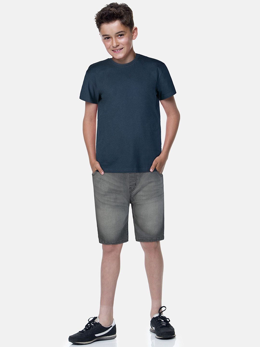 

Gini and Jony Boys Typography Washed Denim Regular Fit Shorts, Grey