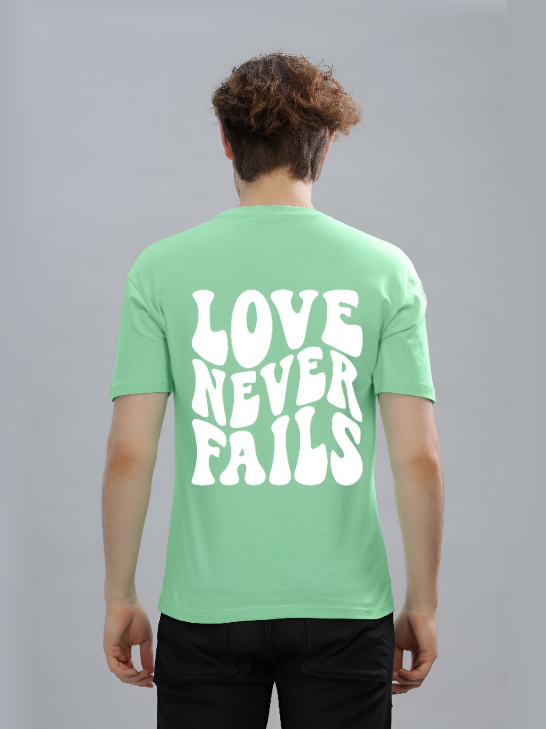 

FALTU.CO Men Typography Printed Round Neck Pure Cotton Oversized T-shirt, Sea green