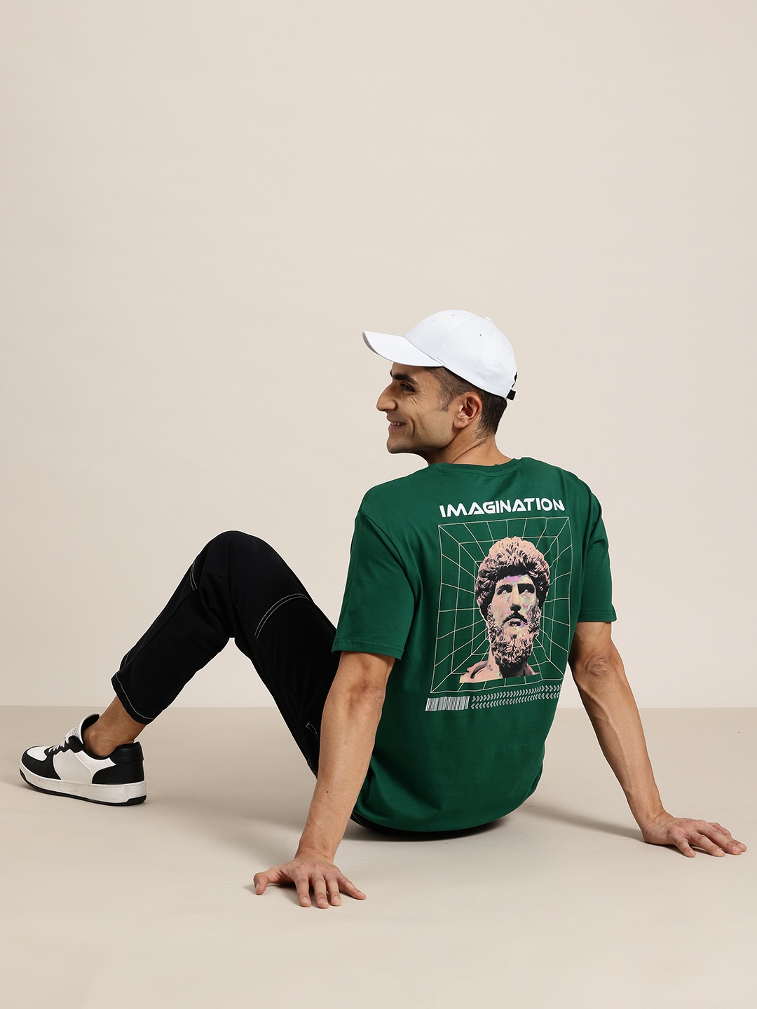

HERE&NOW Printed Pure Cotton T-shirt, Green