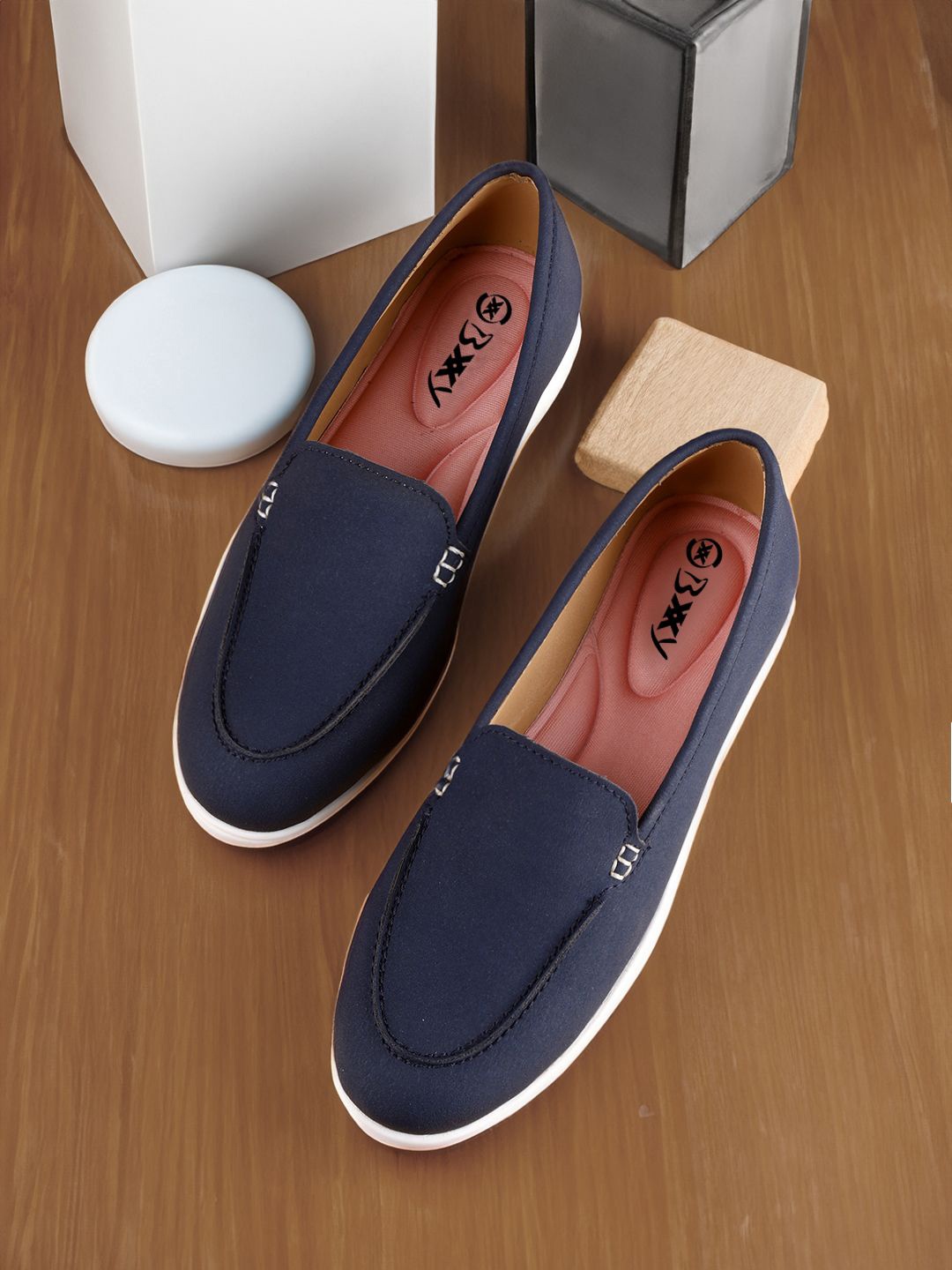 

Bxxy Women PU Slip-On Loafers, Navy blue