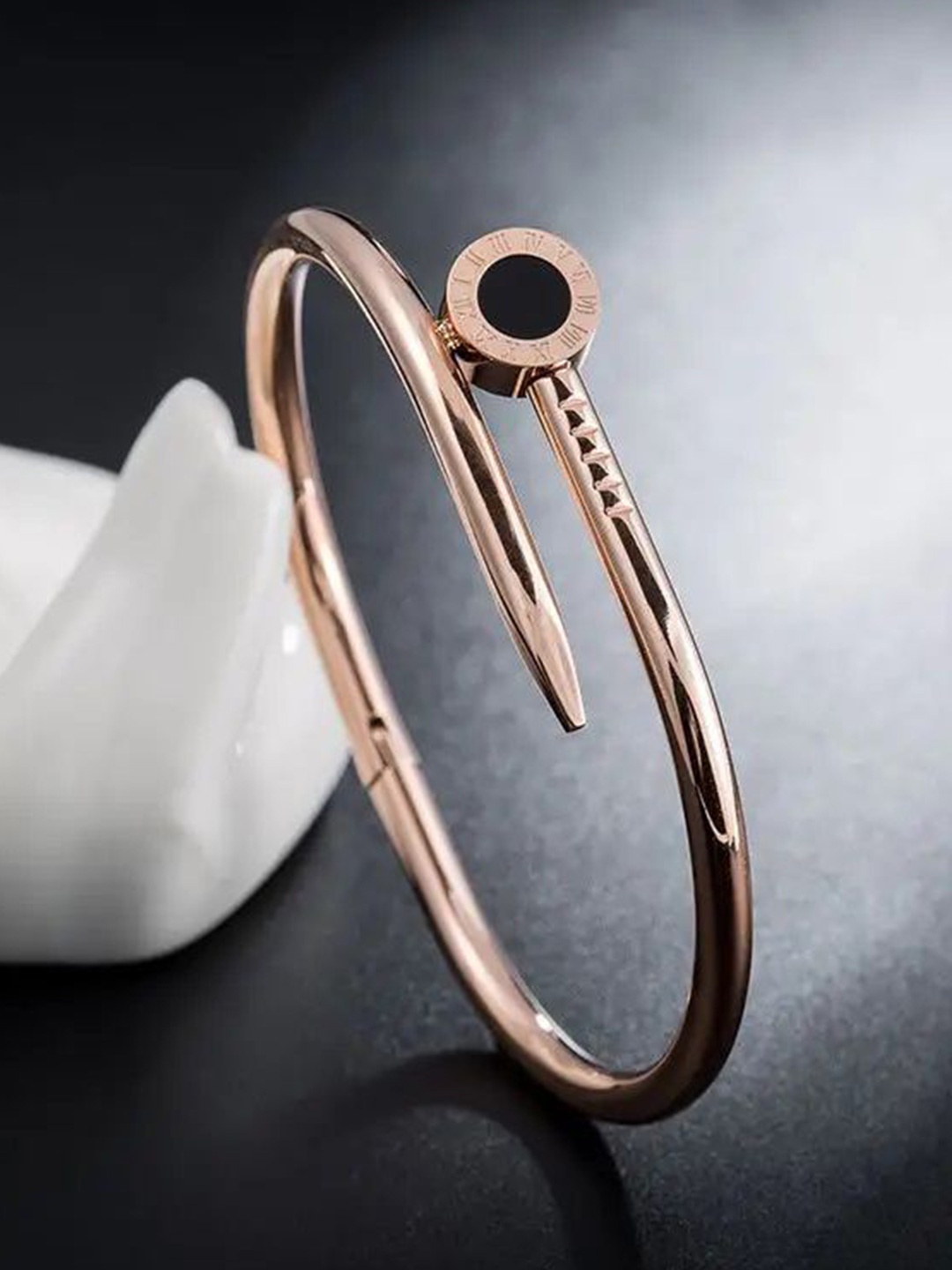 

MEENAZ Gold-Plated Stainless Steel Anti Tarnish Kada Bracelet, Rose gold