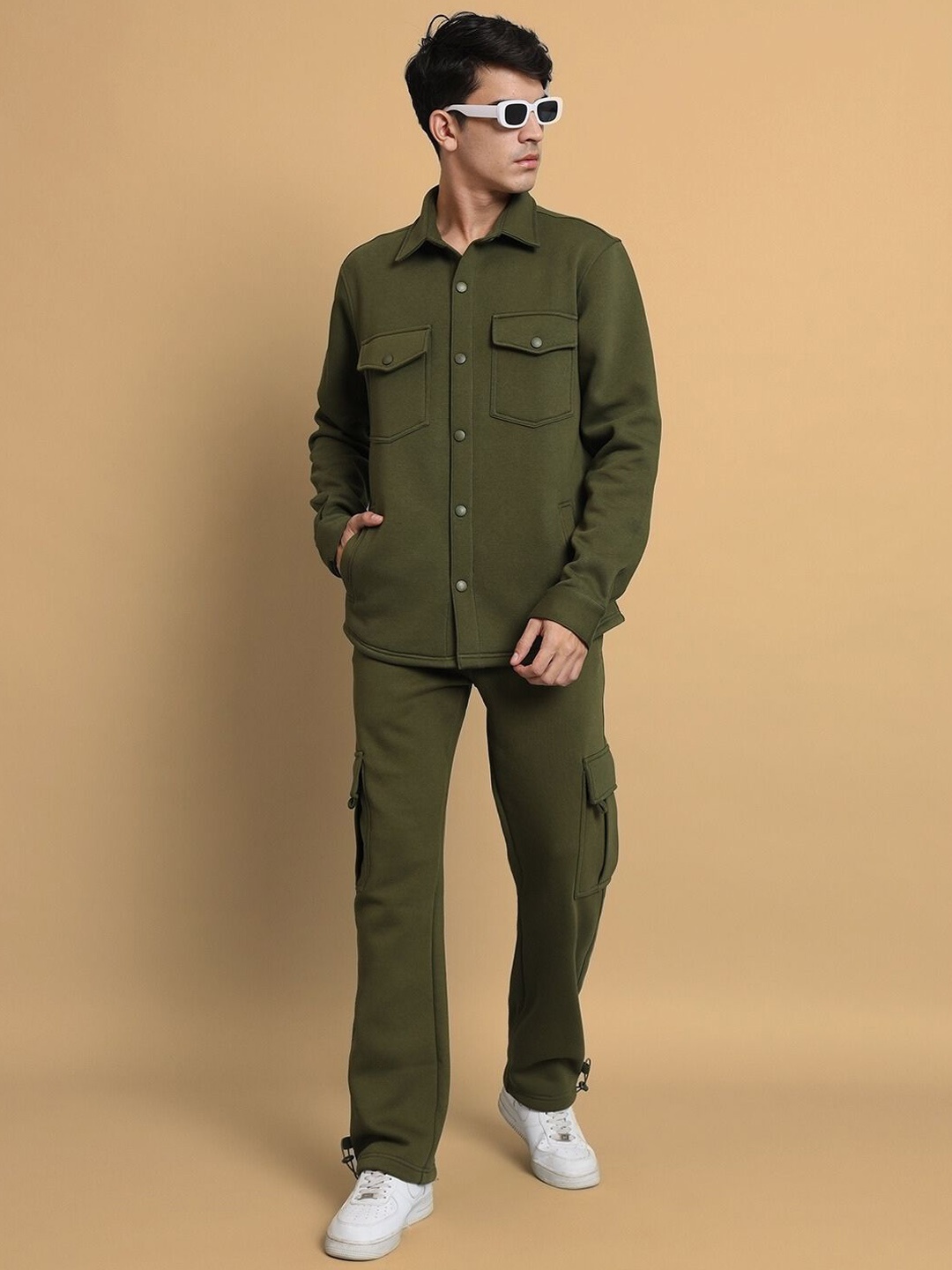 

WEARDUDS Shirt Collar Shirt With Trousers, Olive