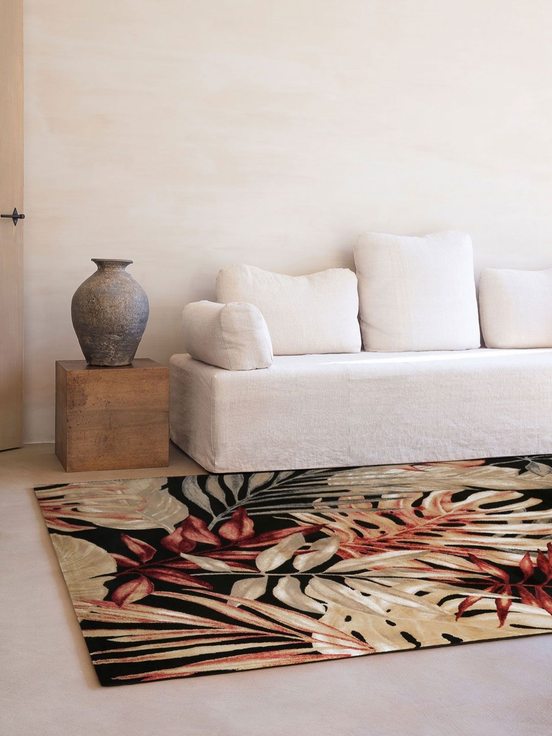 

DDecor Red Floral Anti-Skid Rectangular Carpet