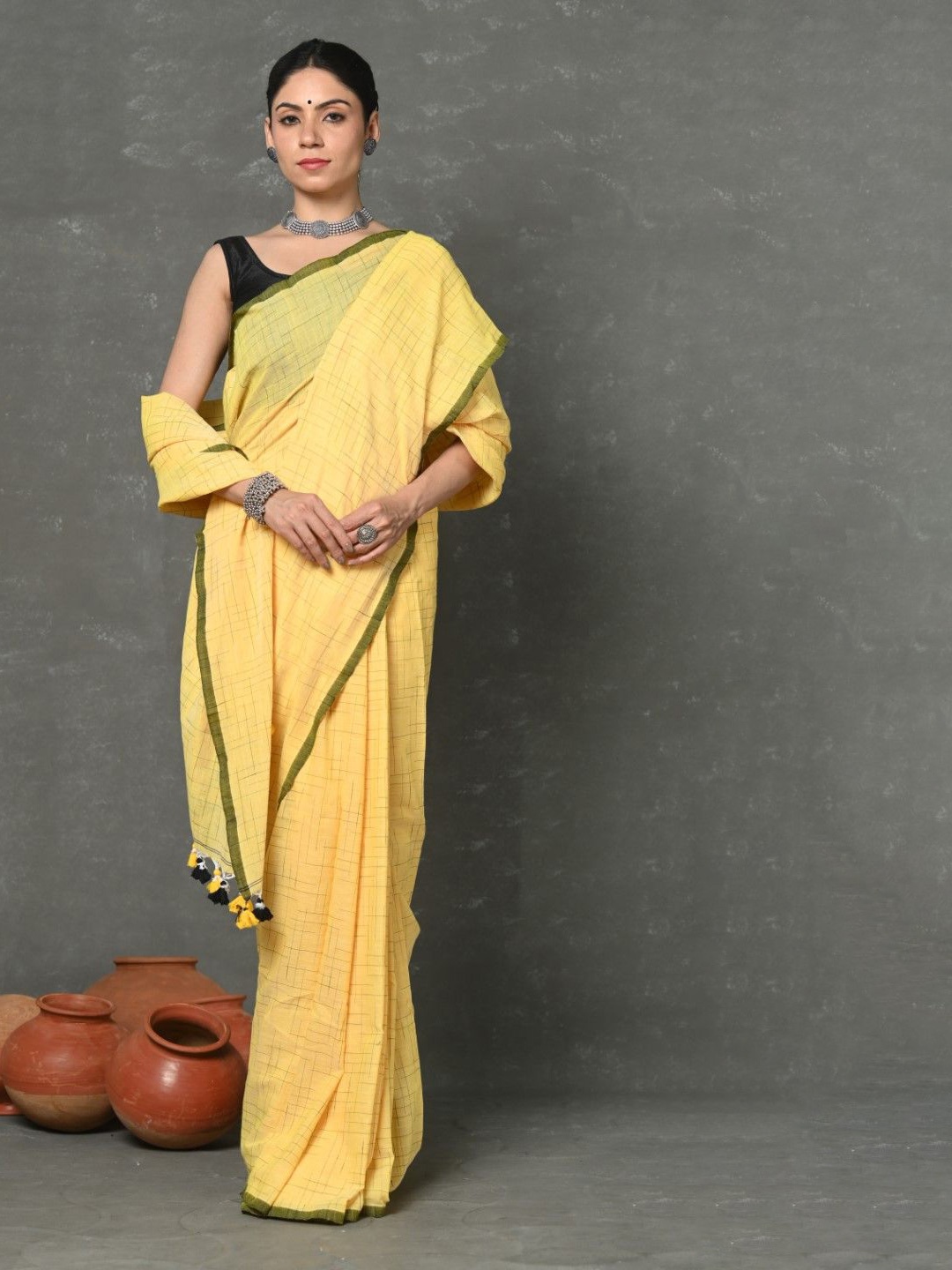 

Very Much Indian Striped Saree, Yellow