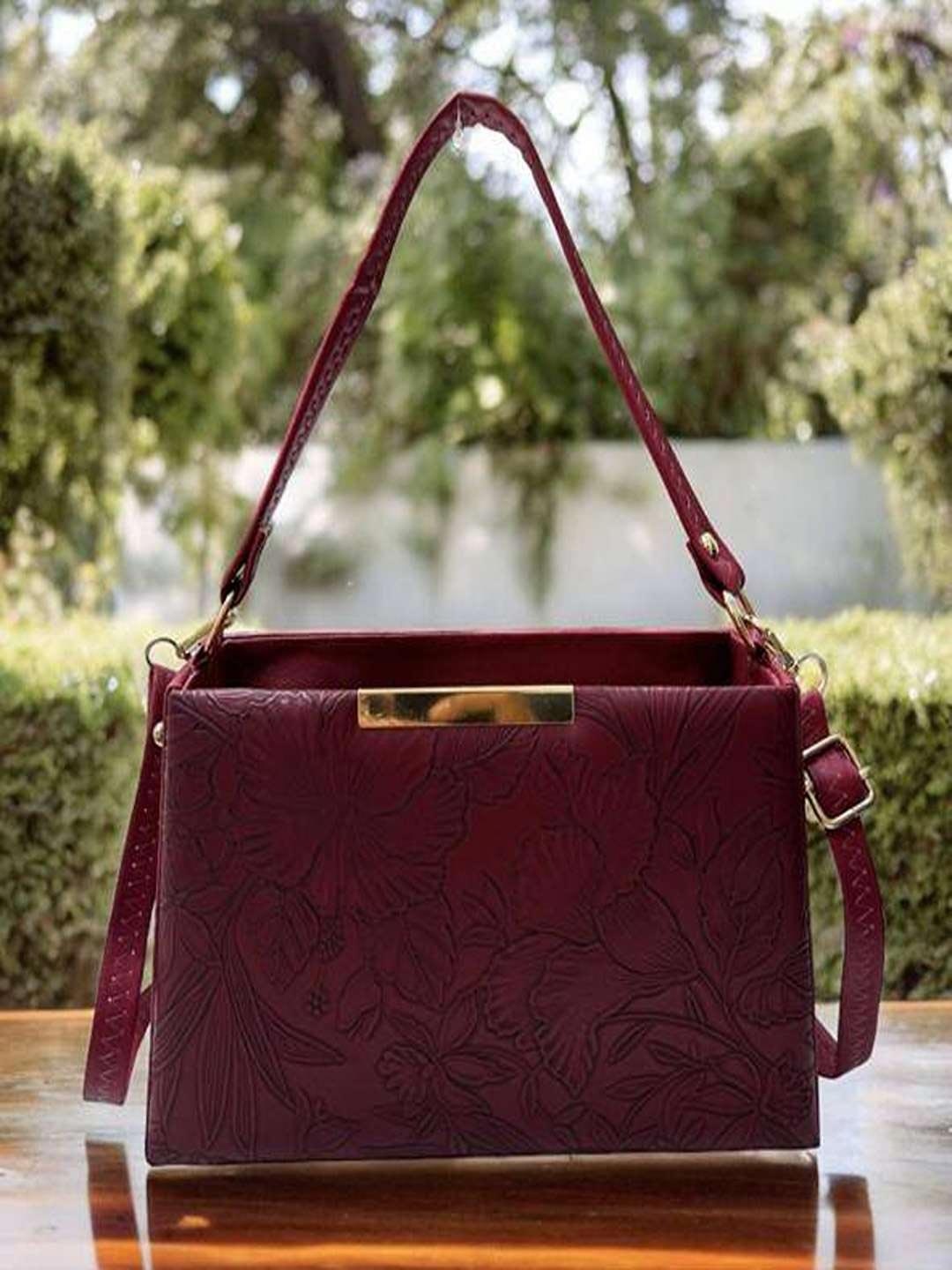 

LIKAA Textured PU Sling Bag, Maroon