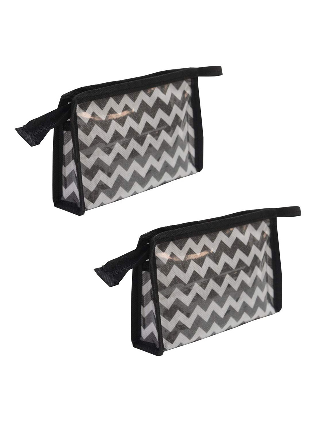 

prettykrafts Black & Grey 2 Pieces Striped Reusable Makeup Organiser