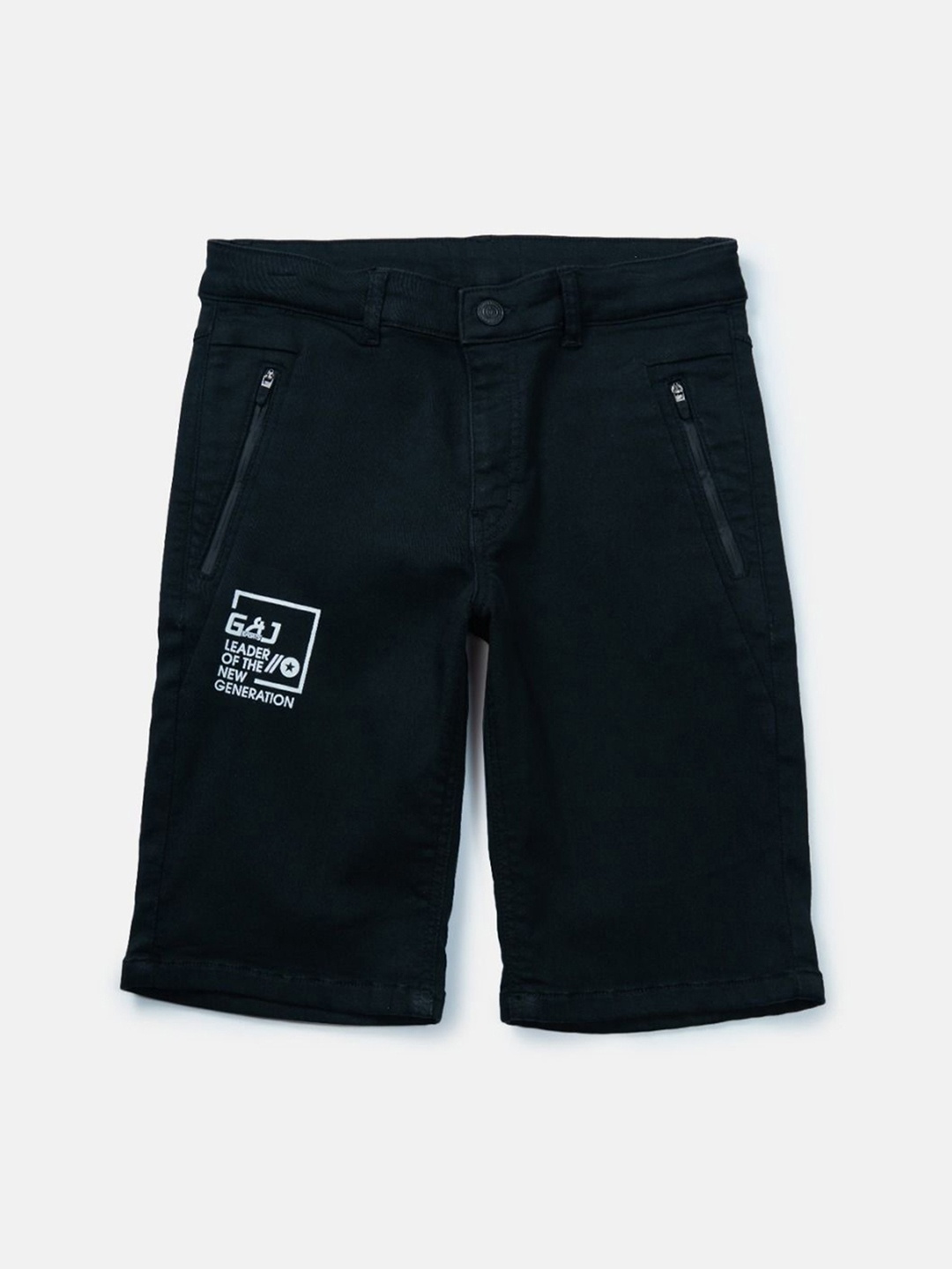 

Gini and Jony Boys Typography Printed Denim Regular Fit Shorts, Black