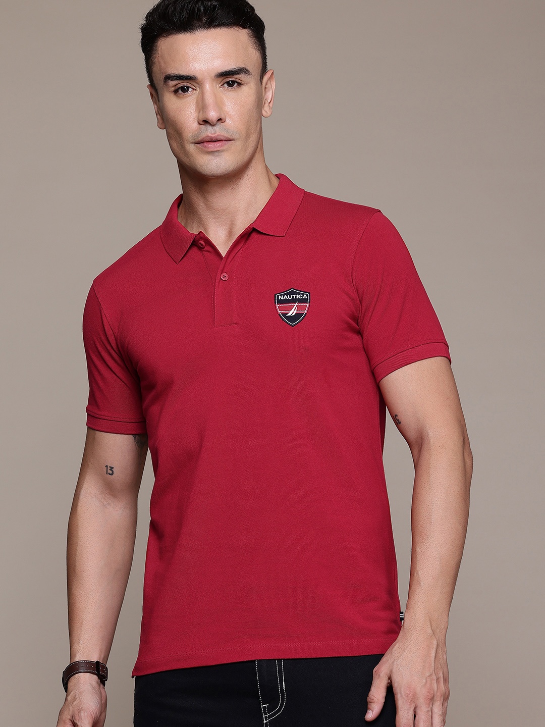 

Nautica Polo Collar Pure Cotton T-shirt, Maroon