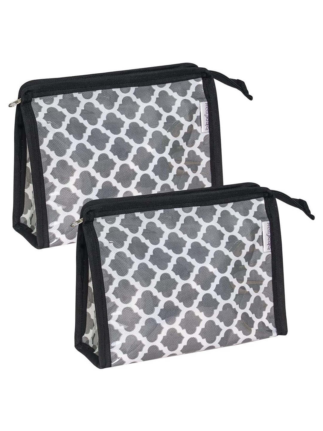 

prettykrafts Grey & White 2 Pieces Printed Reusable Multi-Utility Organisers