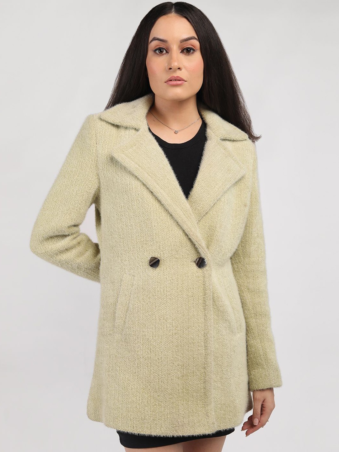 

HONNETE Women Double Breasted Trench Coat, Green