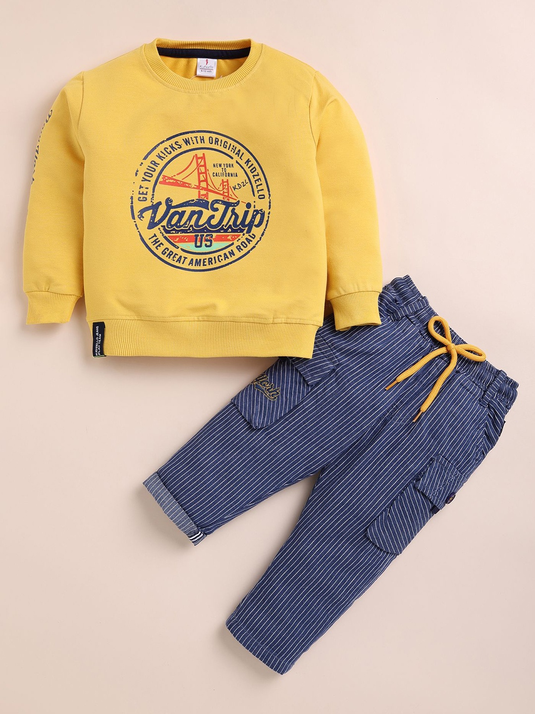 

BAESD Boys Printed T-shirt with Pyjamas, Yellow