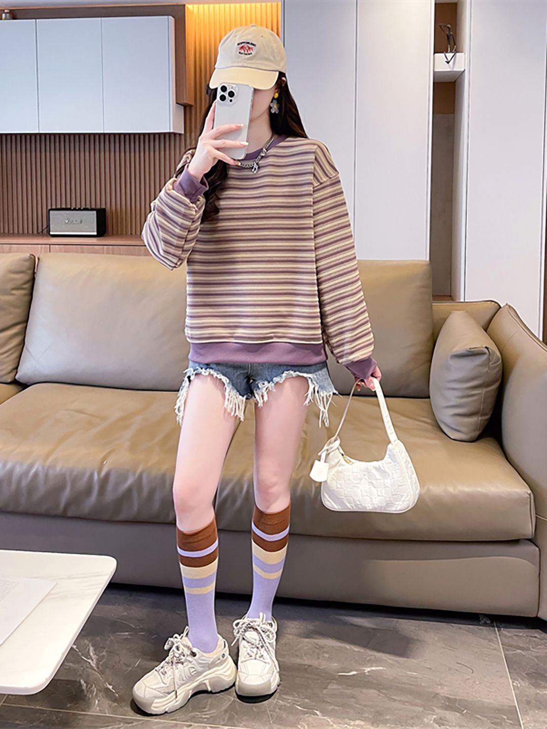 

JC Mode Women Striped Sweatshirt, Purple