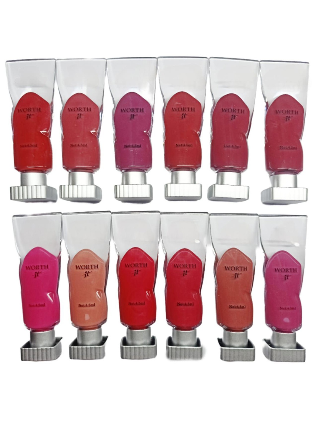 

Facejewel Set Of 12 Worth It Waterproof Lip Gloss-4.5 ml Each, Multi