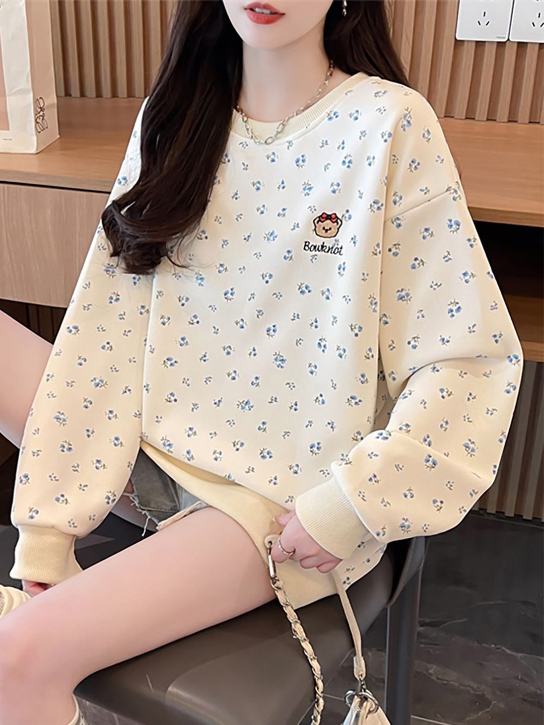 

JC Mode Women Printed Sweatshirt, Yellow