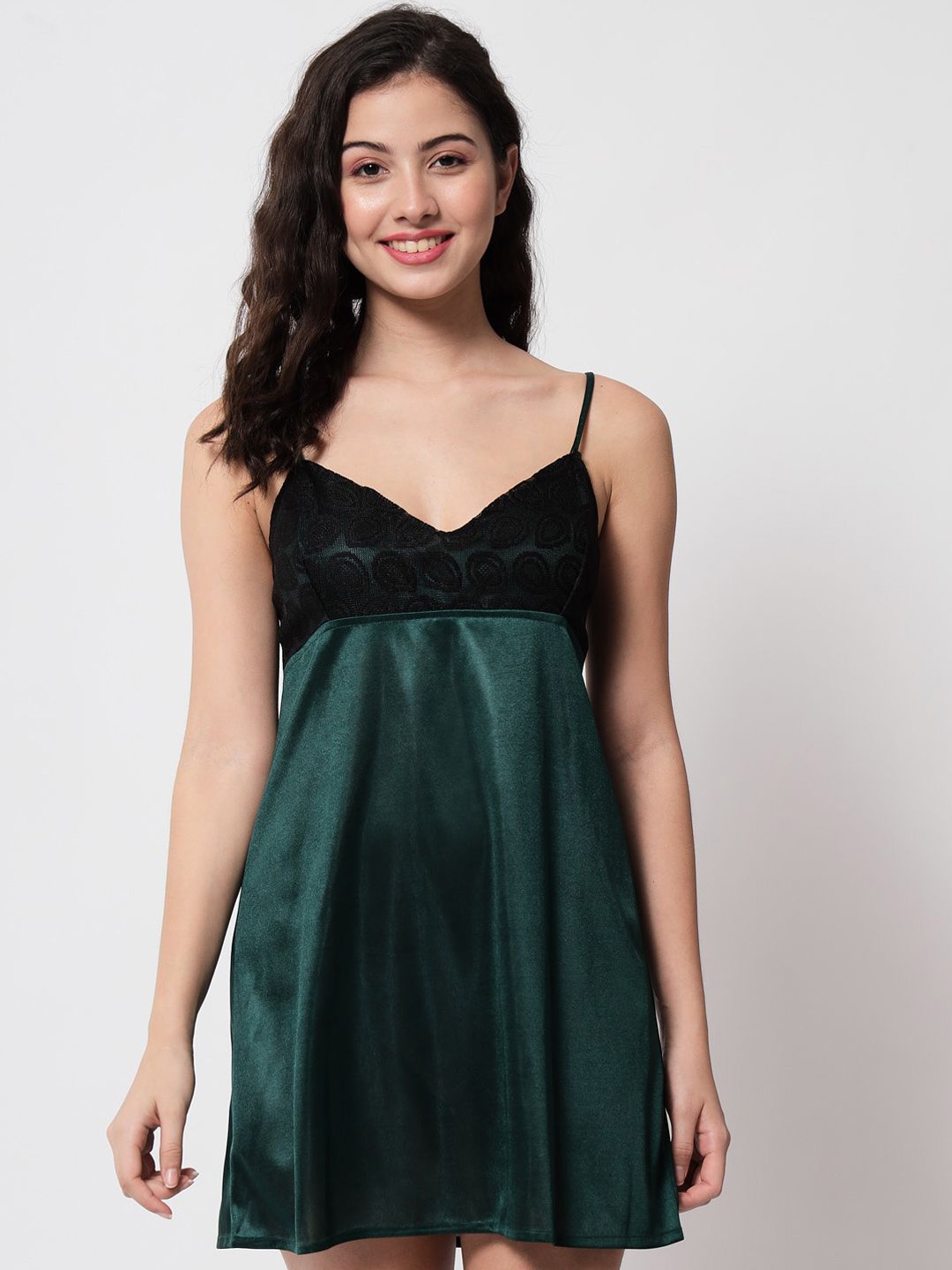 

Klamotten Women Baby Doll Nighty Set, Green