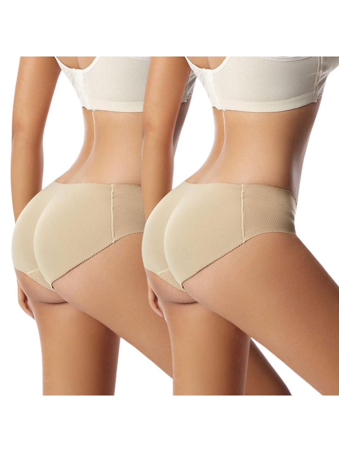 

CareDone Pack of 2 Women High Rise Breathable Padded Butt Enhancing Lifter Shapewear, Cream