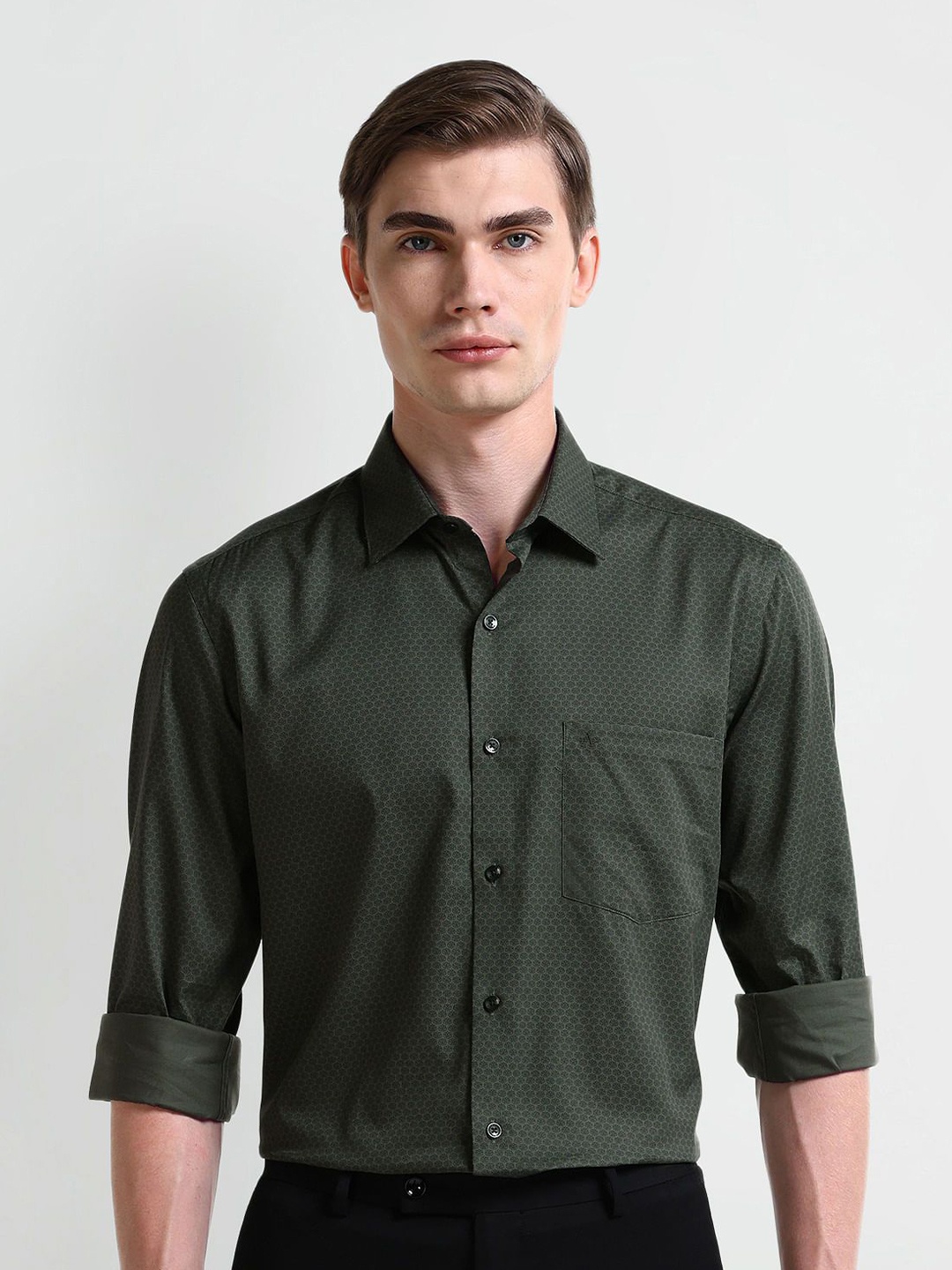 

Arrow Men Floral Opaque Printed Formal Shirt, Green