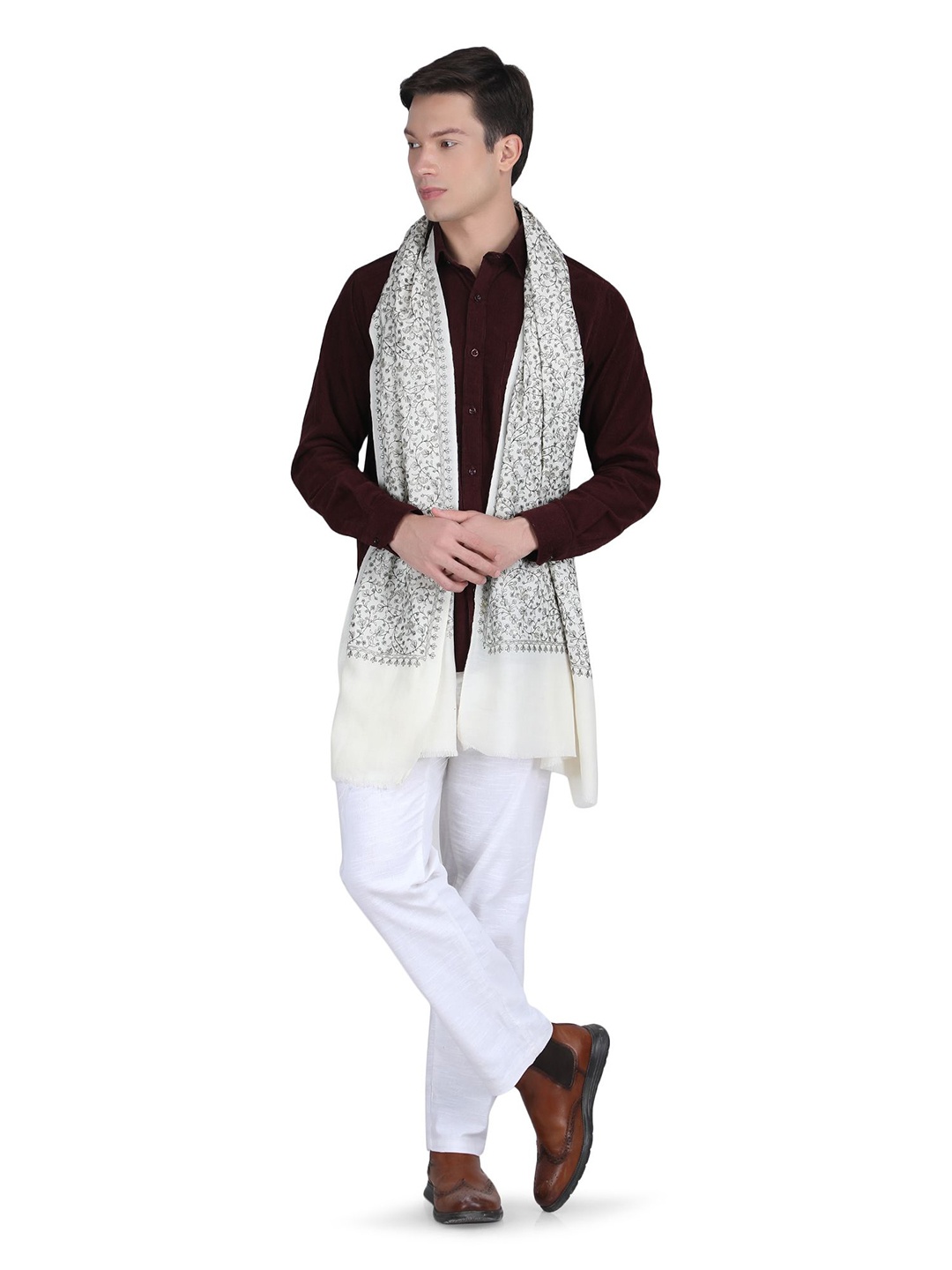 

Stole & Yarn Adults Woven Design Stoles, White