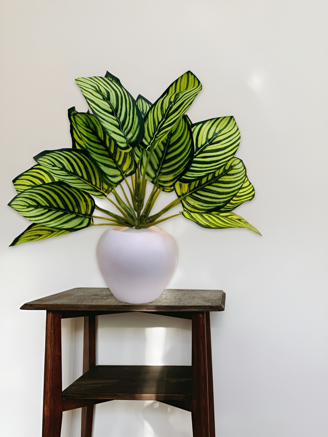 

ARTSY Green and White Calathea Artificial Flower With Pot