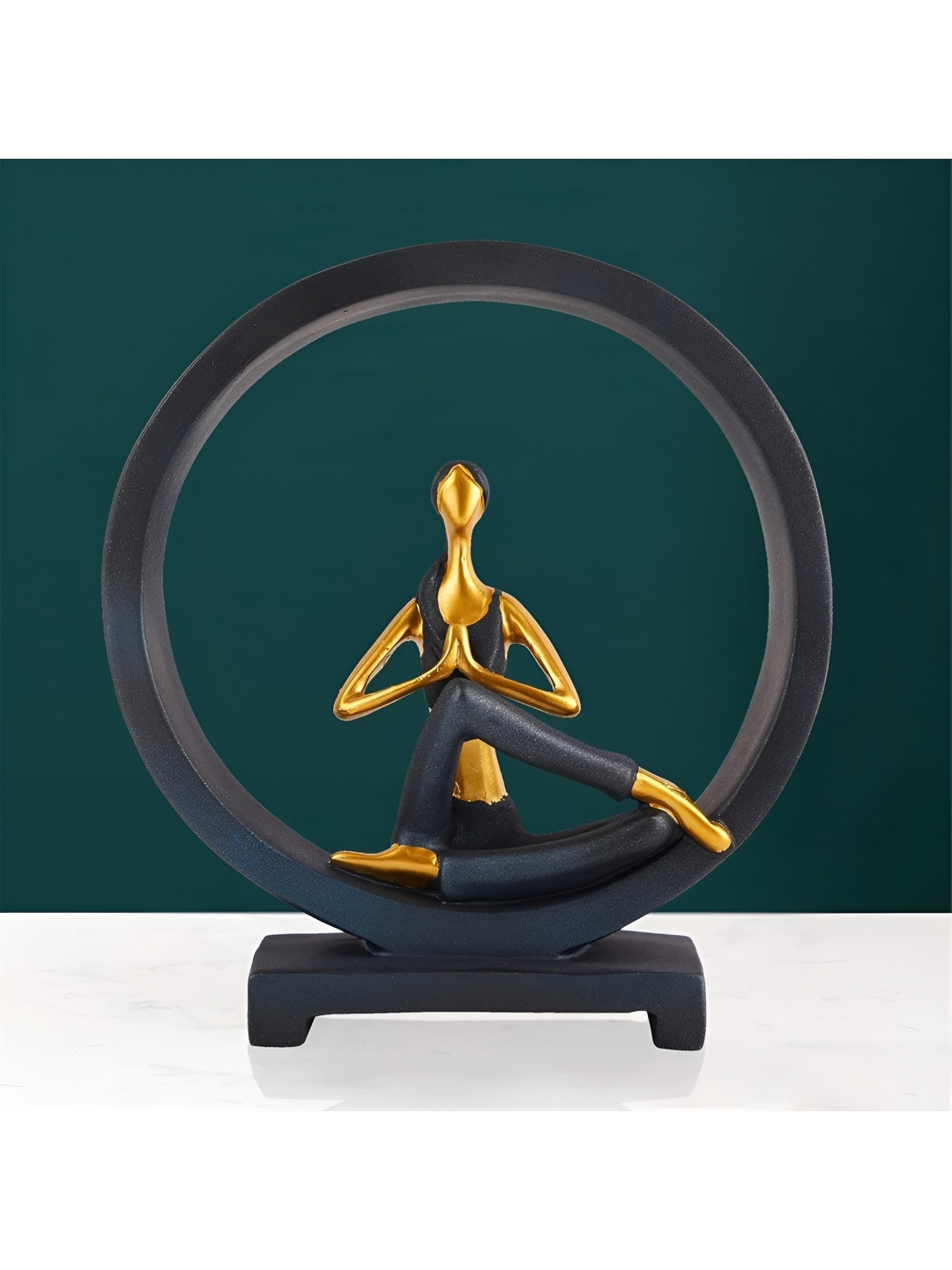 

Zart Black & Gold Toned Yoga Lady Figurine Showpiece