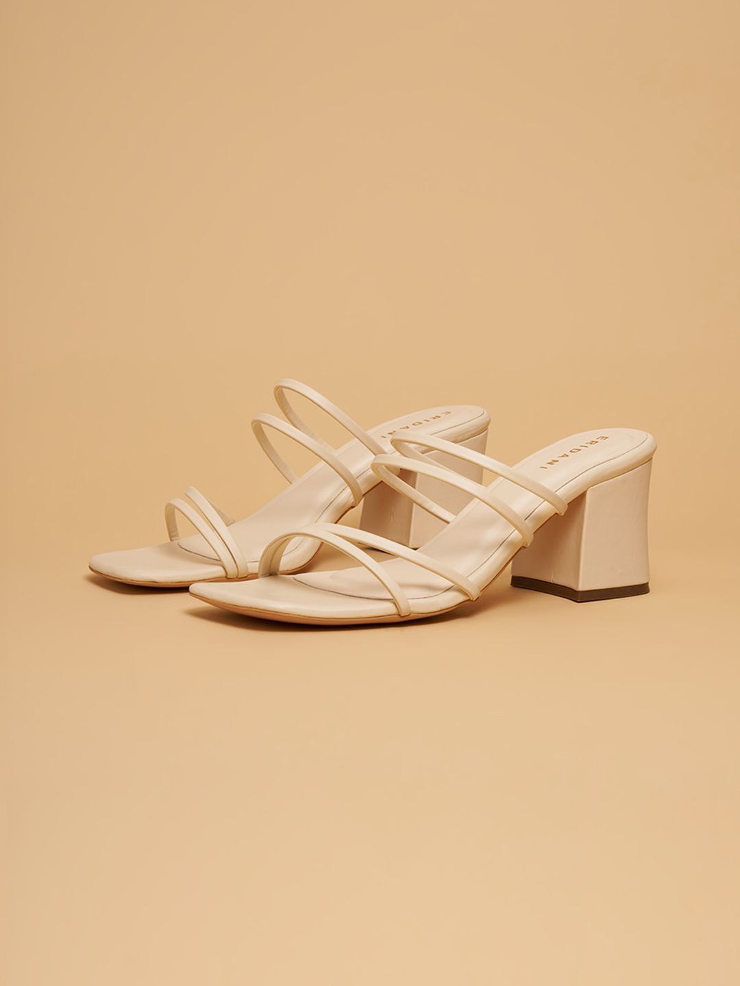 

ERIDANI Julian Wide Strappy Heels, Off white