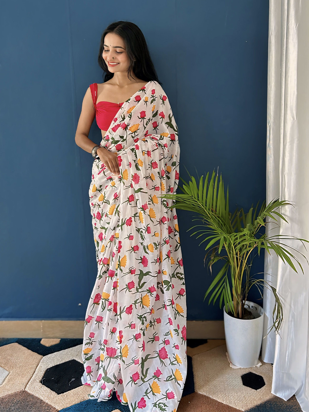 

Anouk Ethnic Motifs Pure Cotton Bagh Saree, Pink