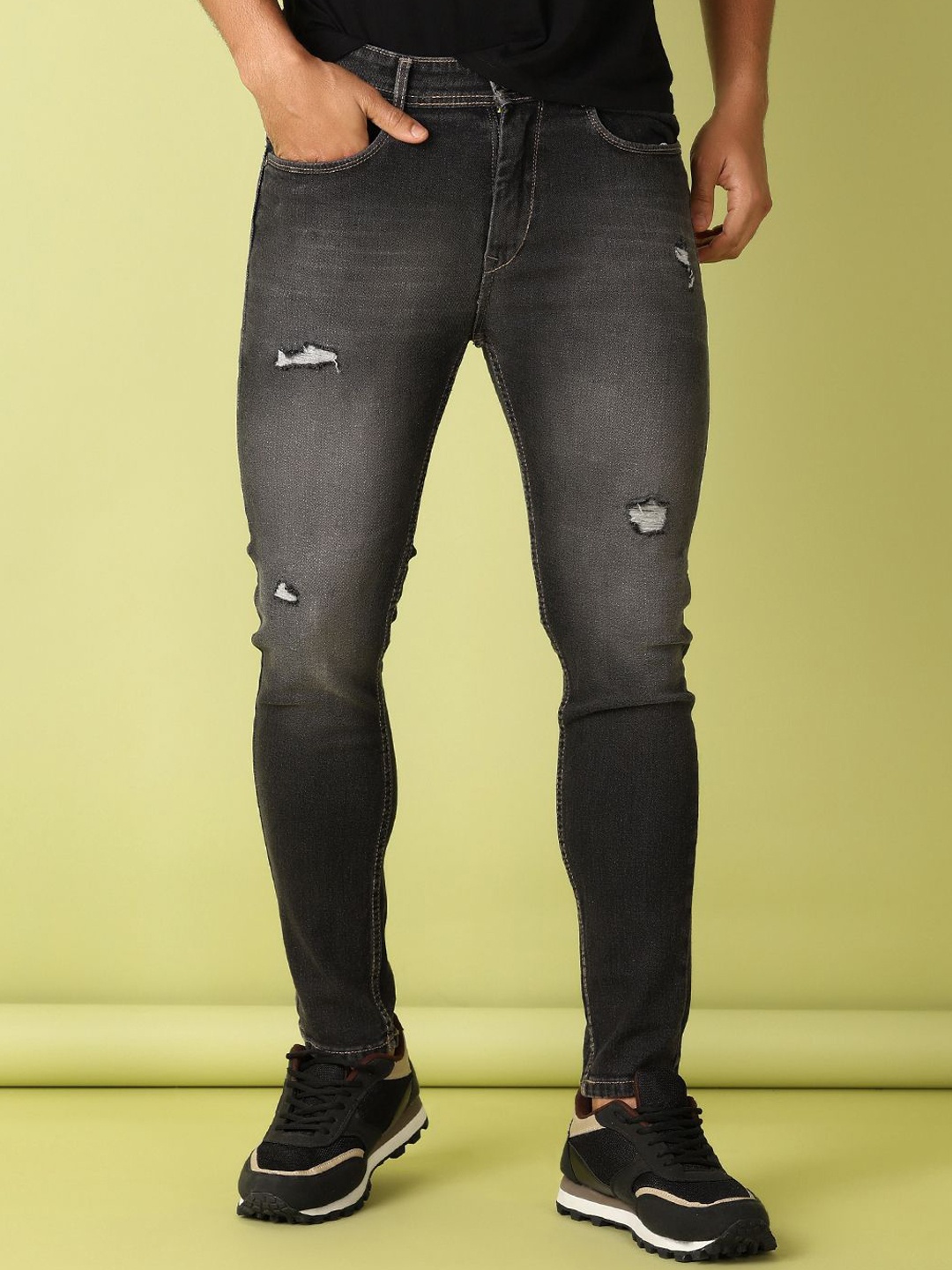 

V-Mart Men Skinny Fit Jeans, Grey