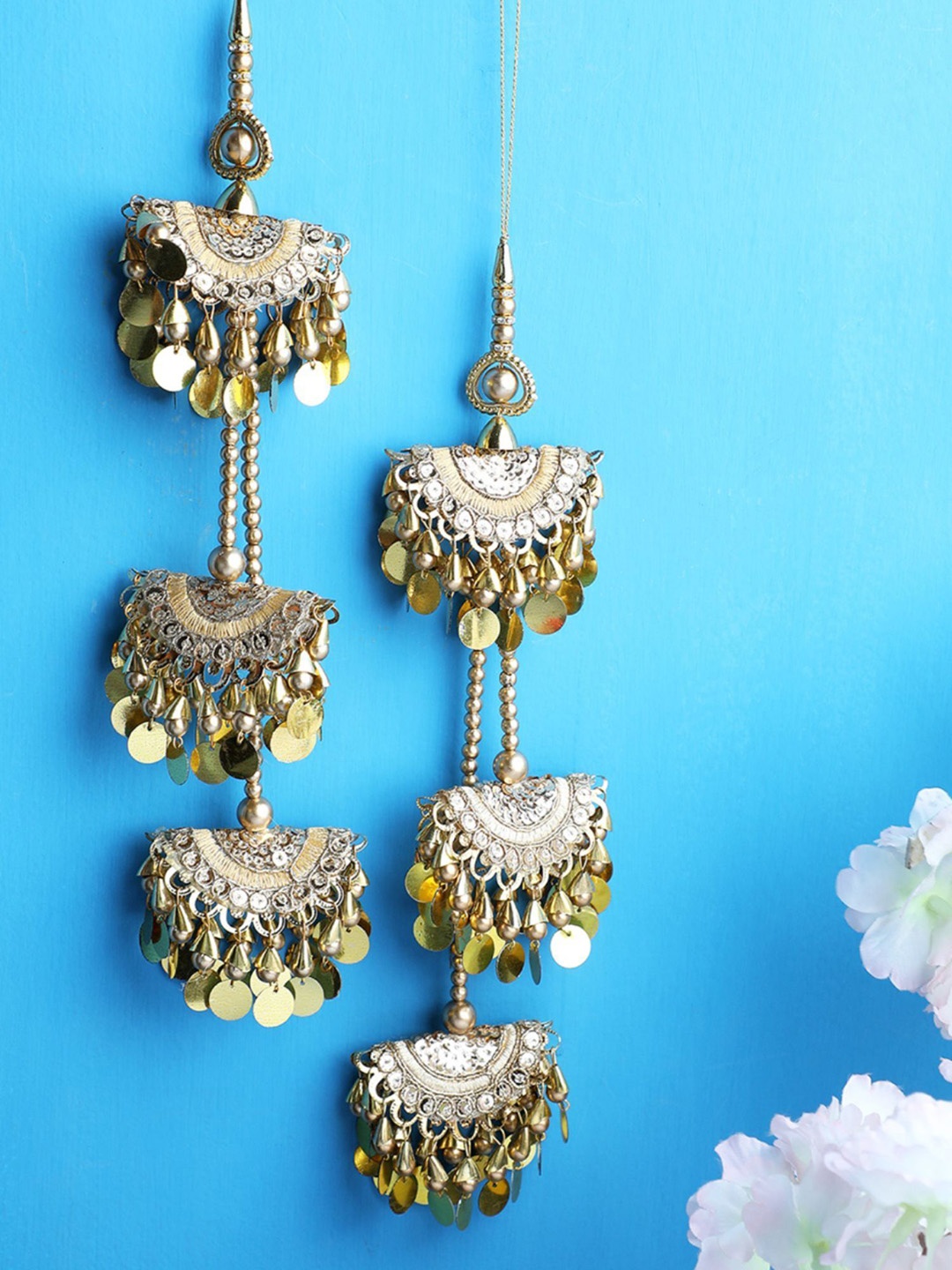 

ANIKAS CREATION Artificial Beads Studded Latkan For Lehenga, Gold