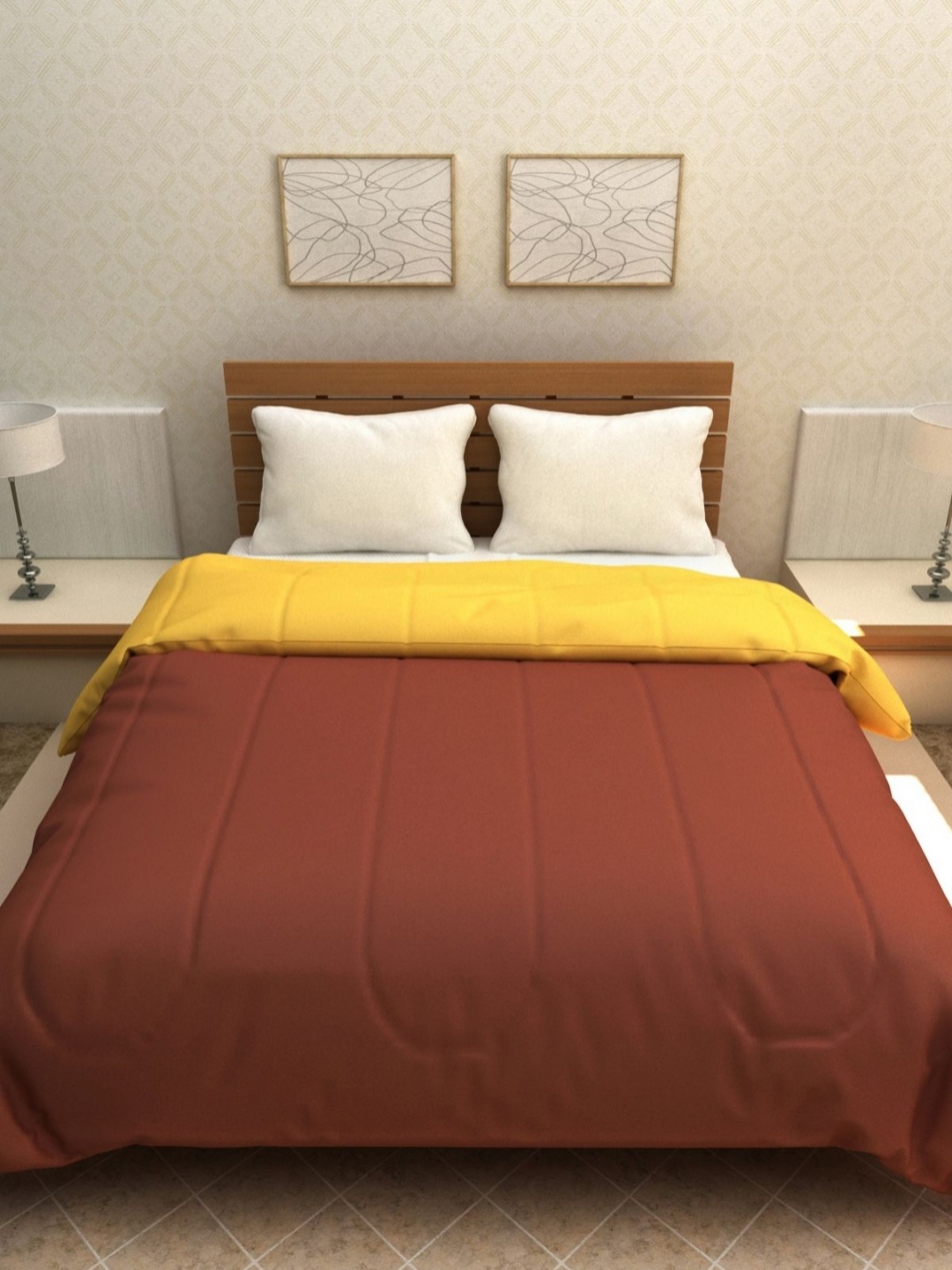 

Myntra Elegant Homes Brown & Yellow AC Room Reversible Double Bed Comforter
